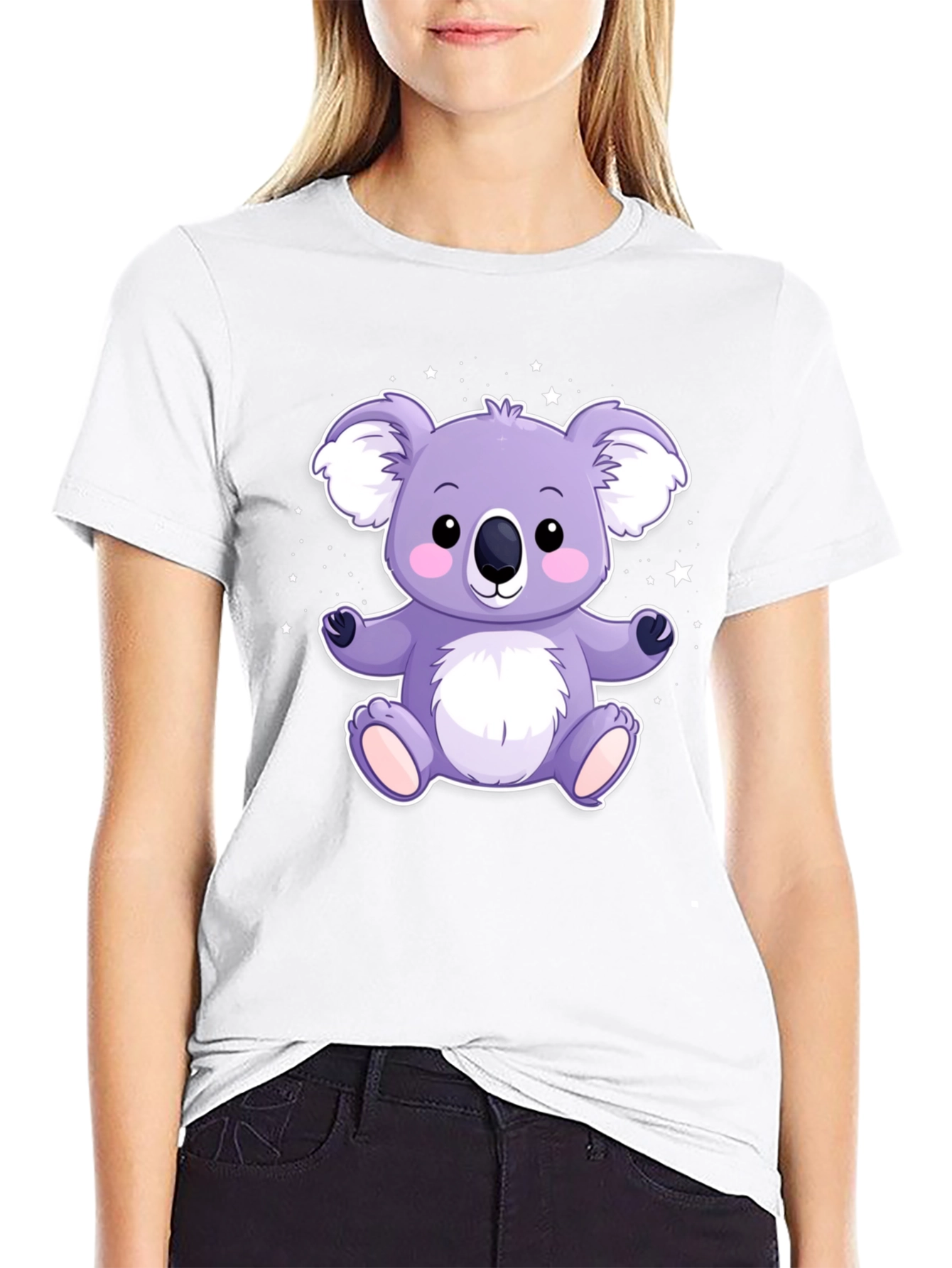 Cute Koala Bear Graphic Tee - Black