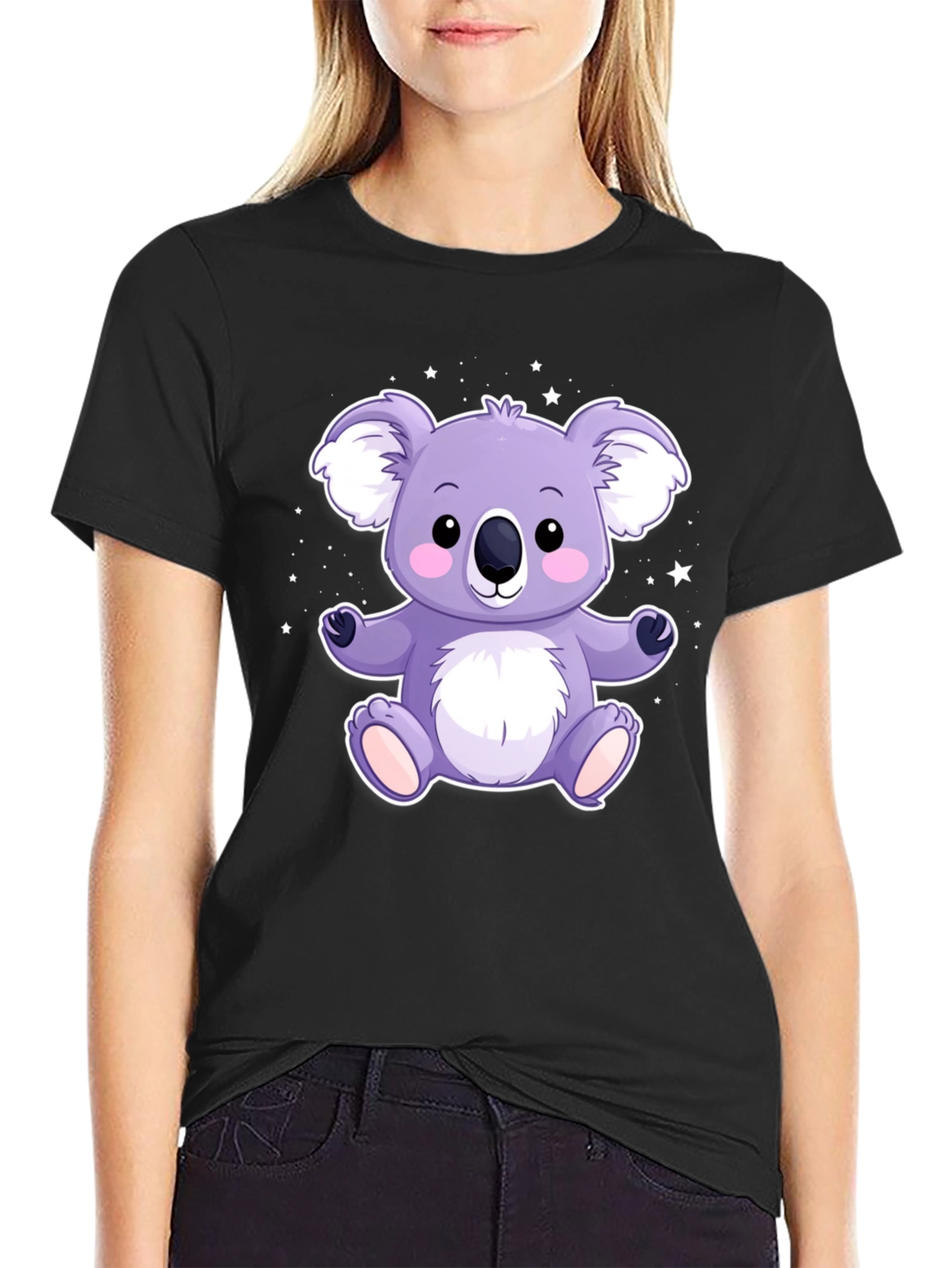 Cute Koala Bear Graphic Tee - Black