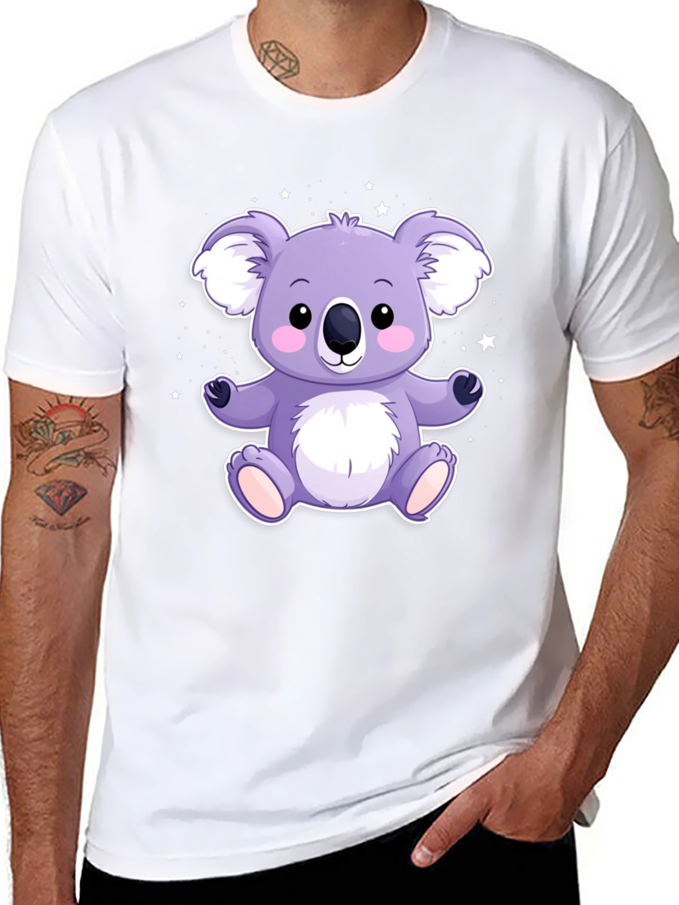 Cute Koala Bear Graphic Tee - Black