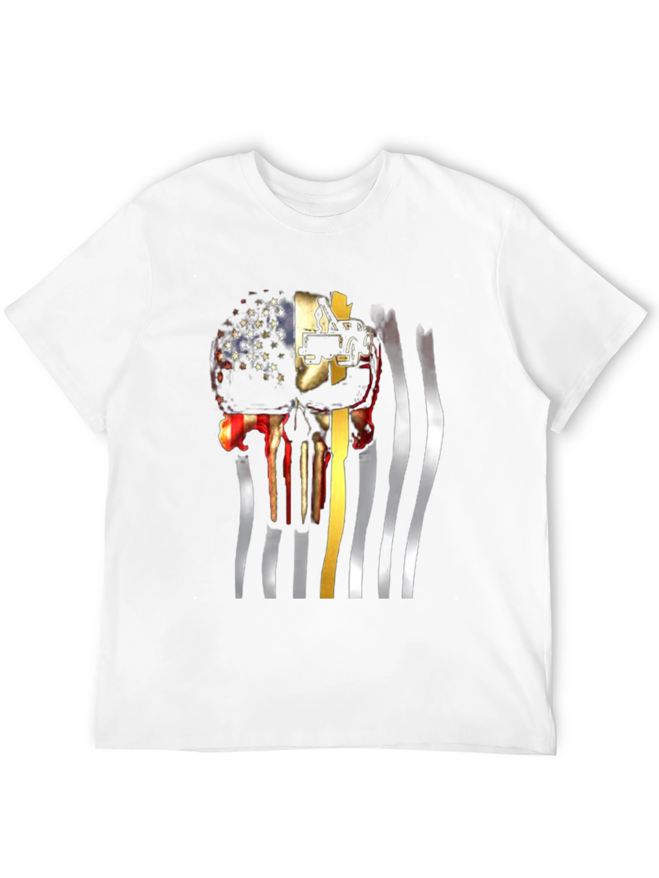 Patriotic Tow Truck Skull Graphic T-Shirt