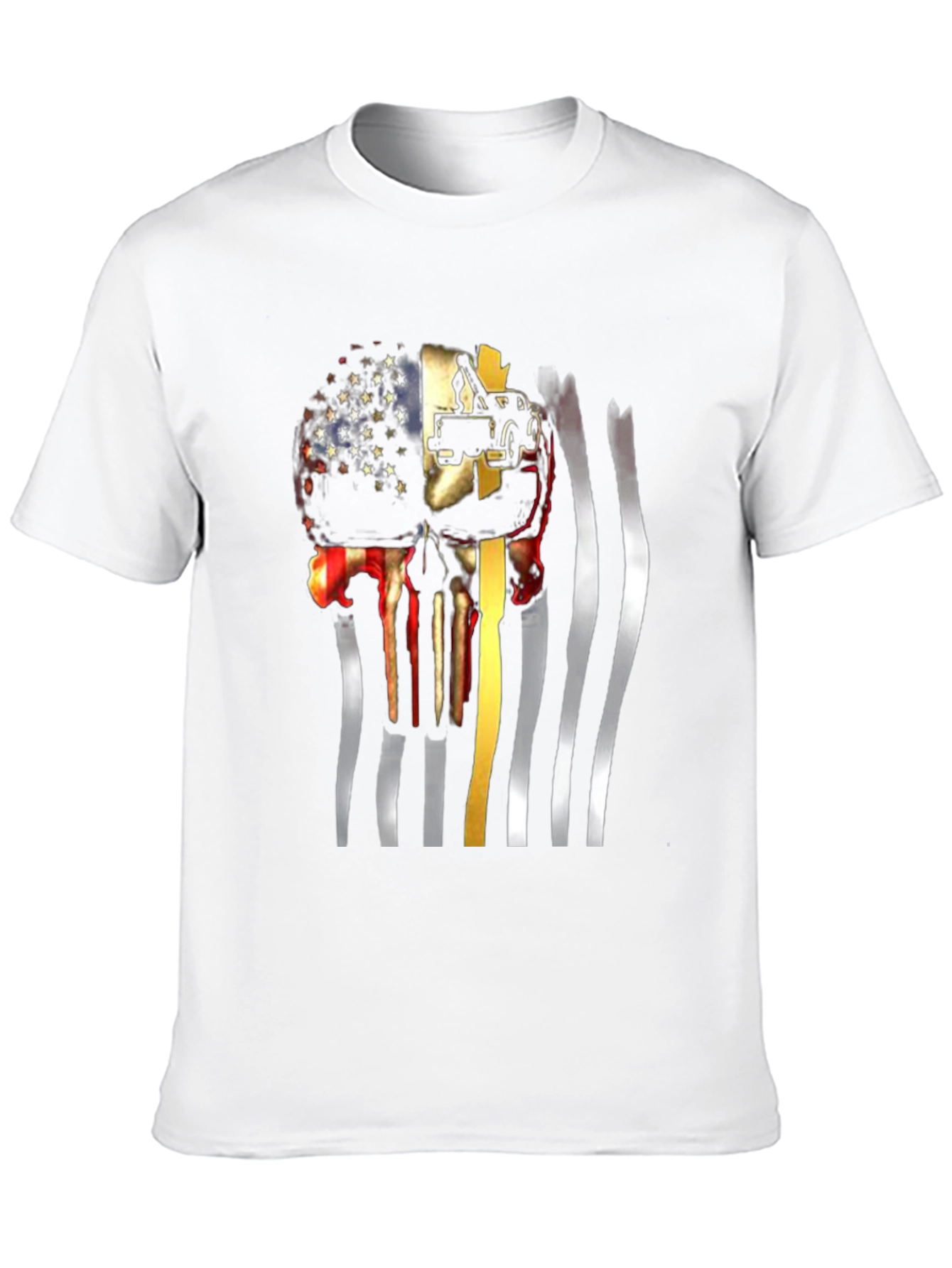 Patriotic Tow Truck Skull Graphic T-Shirt