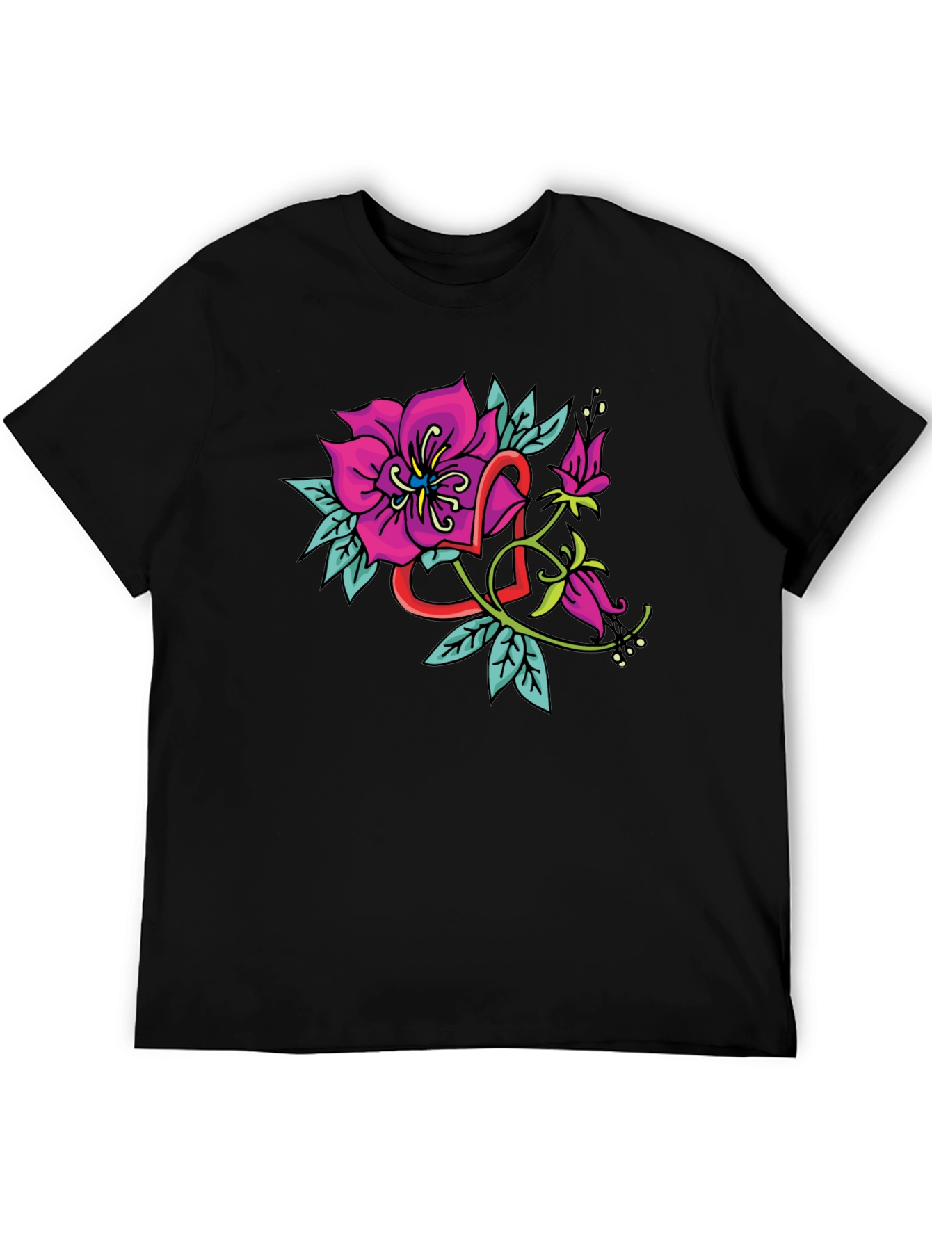 Floral Heart Tattoo Style Graphic Tee