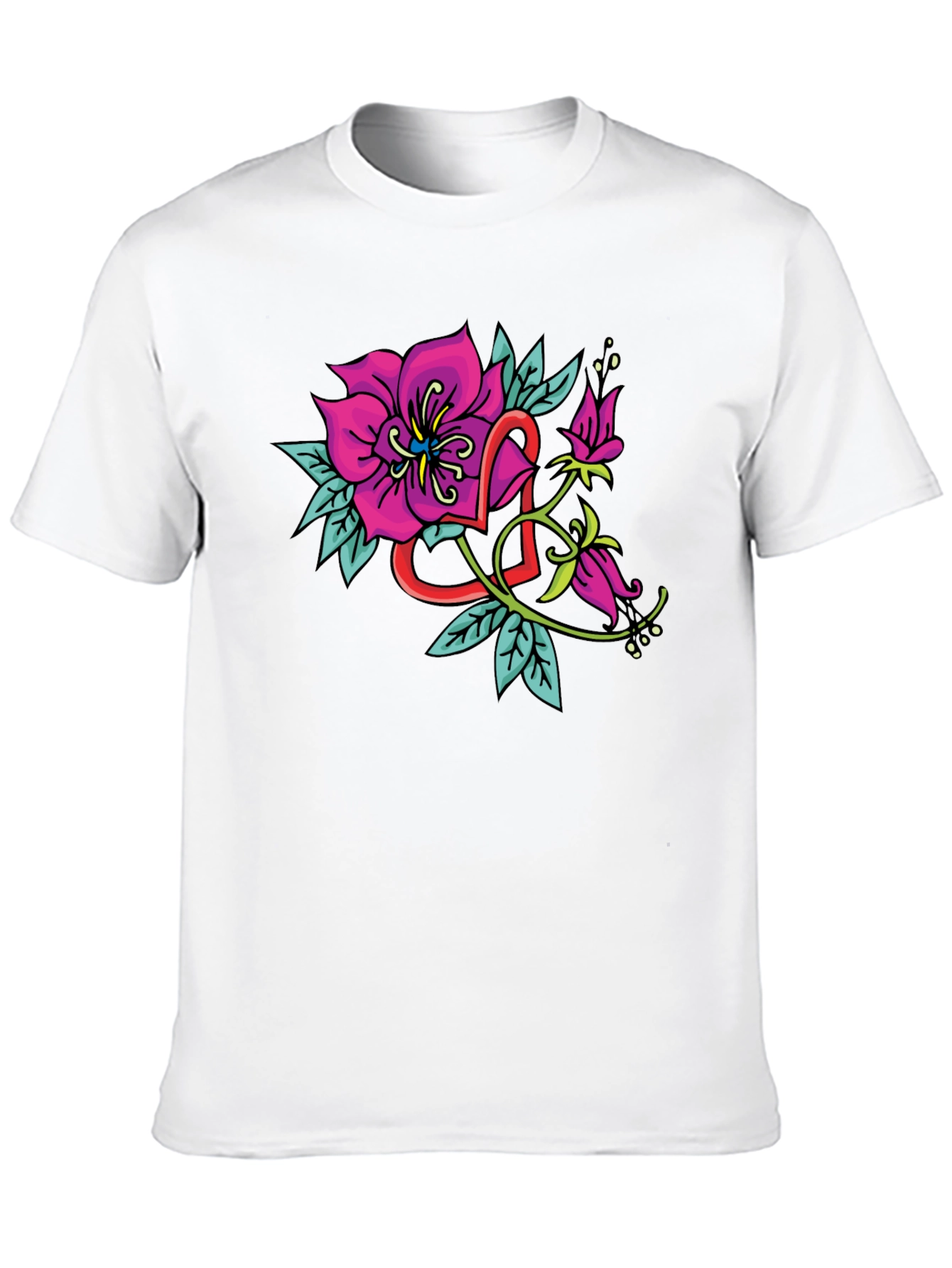 Floral Heart Tattoo Style Graphic Tee