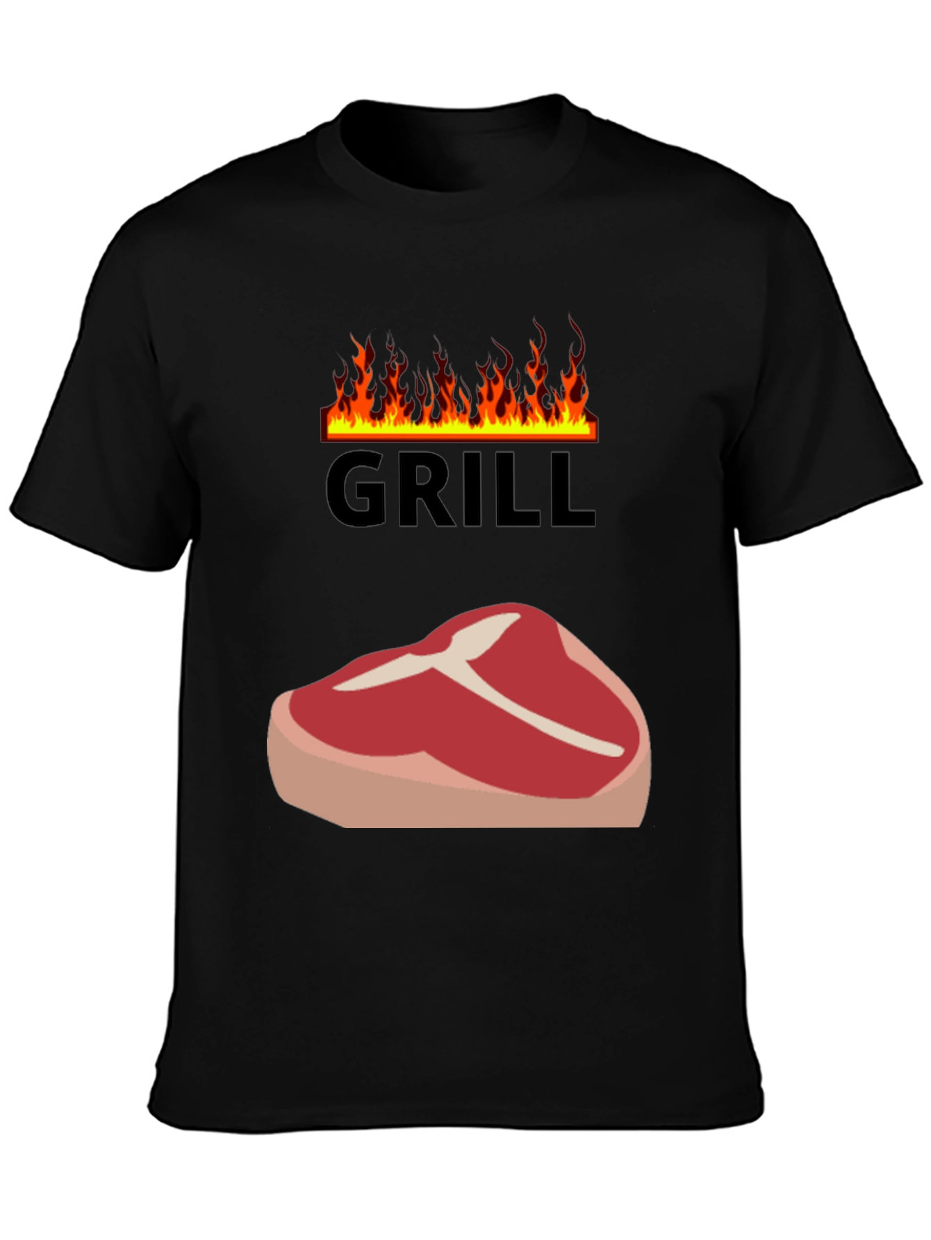 Grill T-Shirt - Steak & Flames Graphic Tee