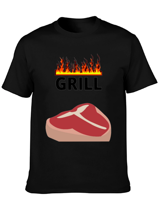 Grill T-Shirt - Steak & Flames Graphic Tee