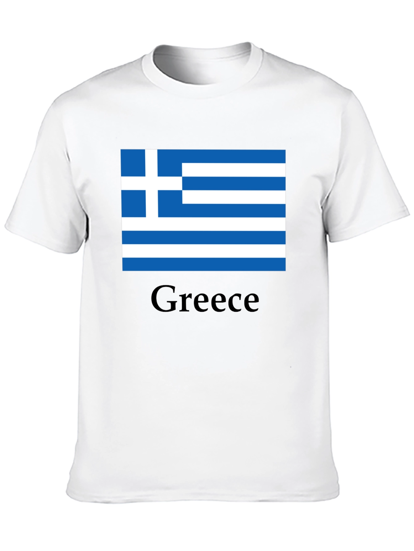 Greece Flag T-Shirt - Black Cotton Tee