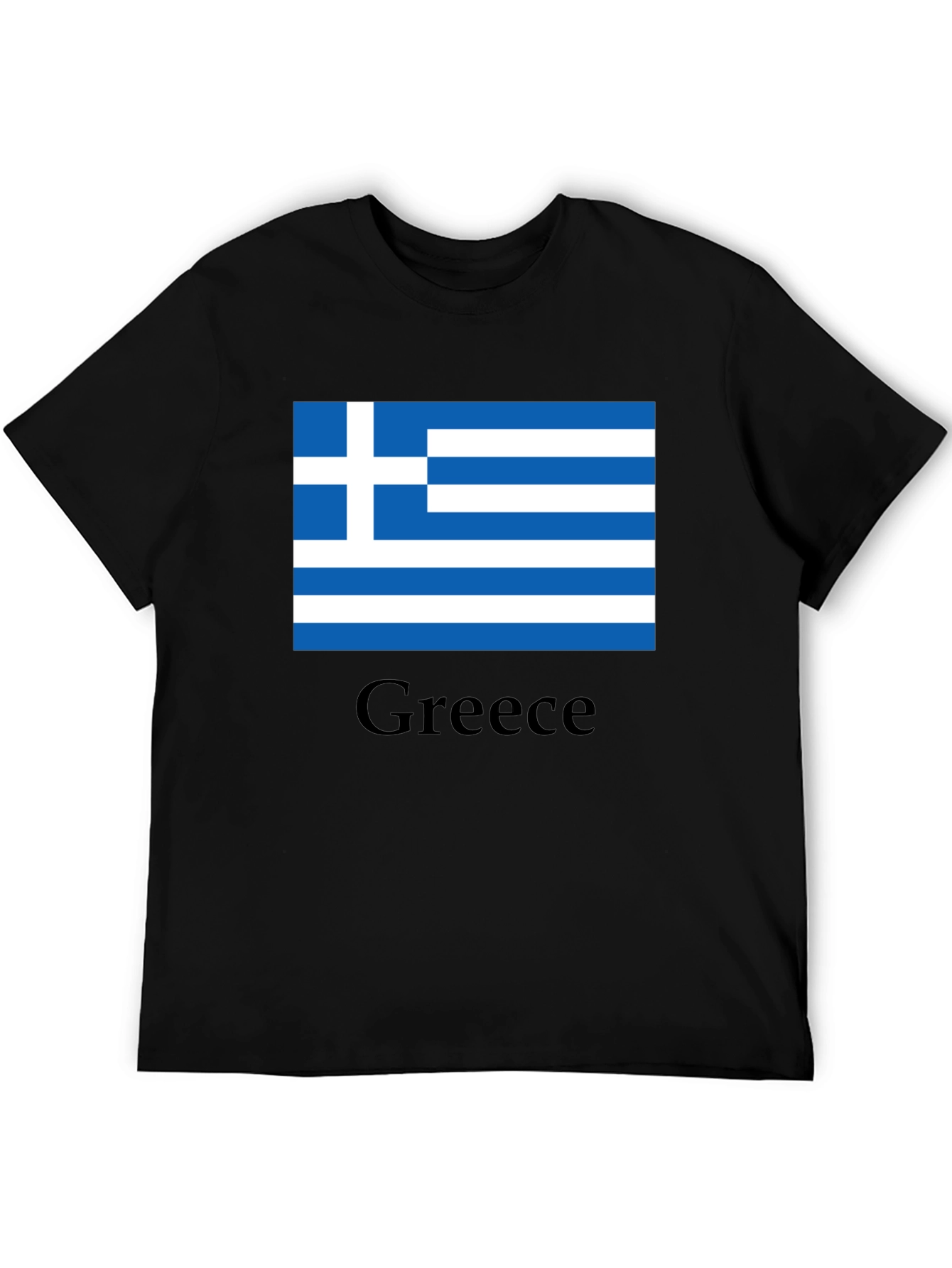 Greece Flag T-Shirt - Black Cotton Tee