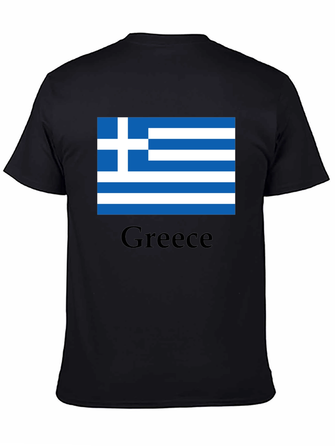 Greece Flag T-Shirt - Black Cotton Tee