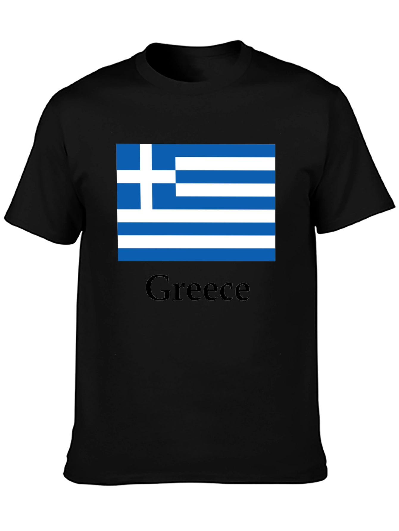 Greece Flag T-Shirt - Black Cotton Tee