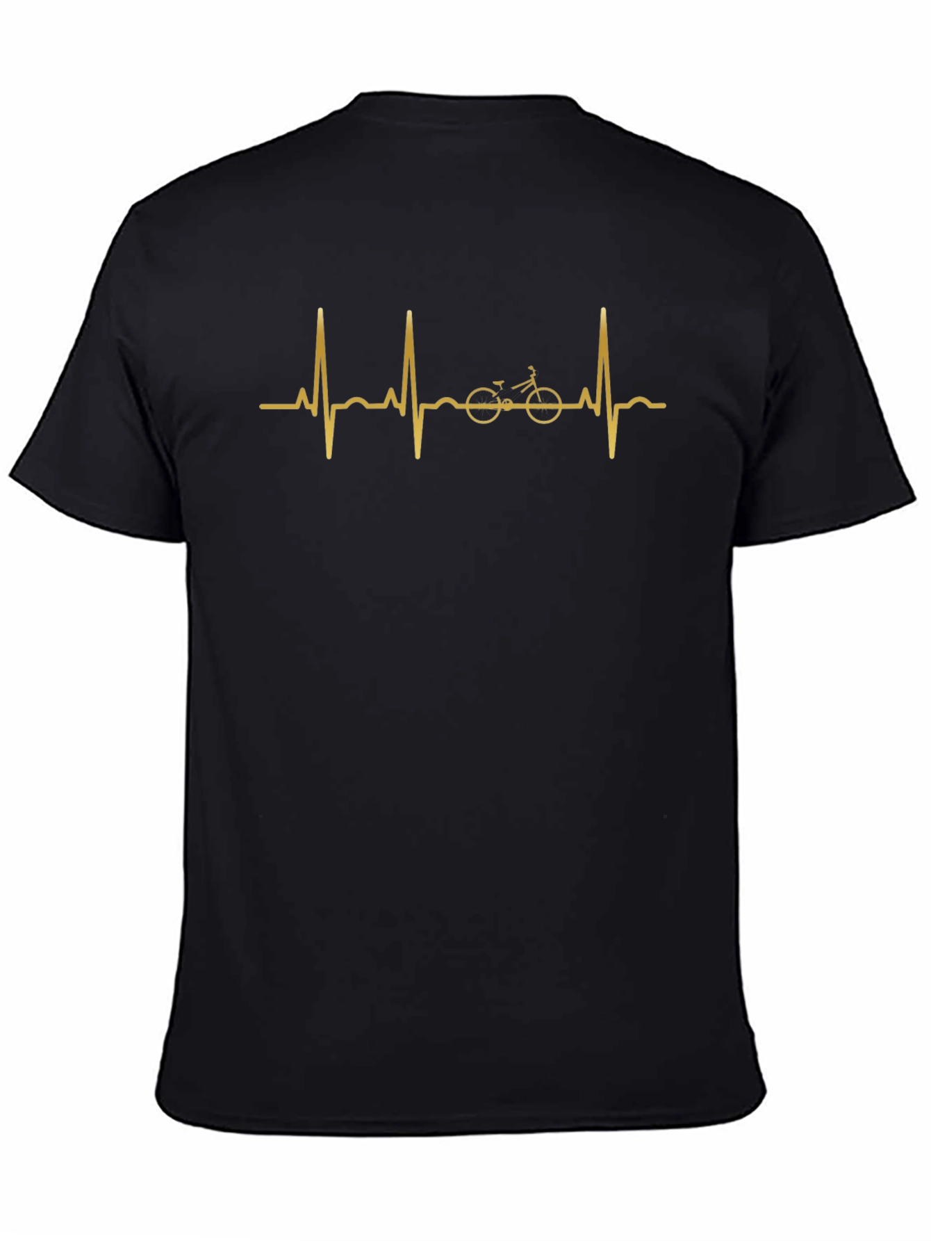 Bicycle Heartbeat Graphic Tee - Black Cotton Casual Shirt