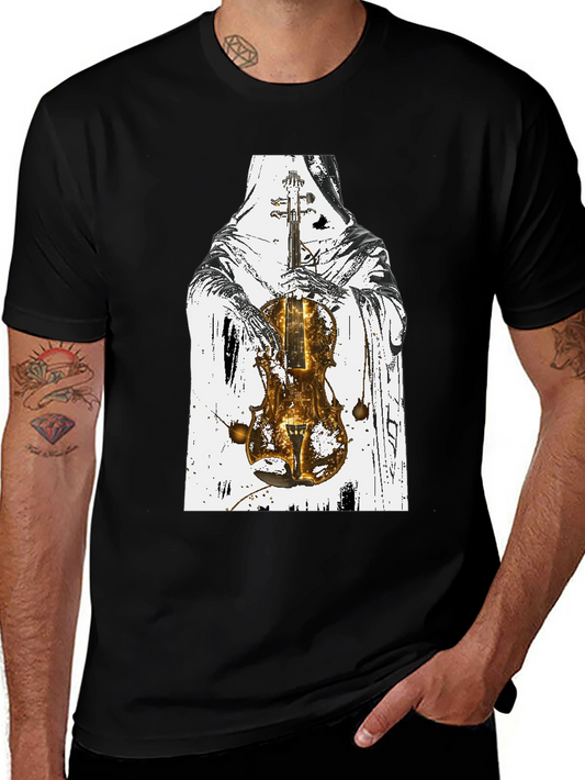 Grim Reaper Violin Graphic T-Shirt - Dark Musician Tee
