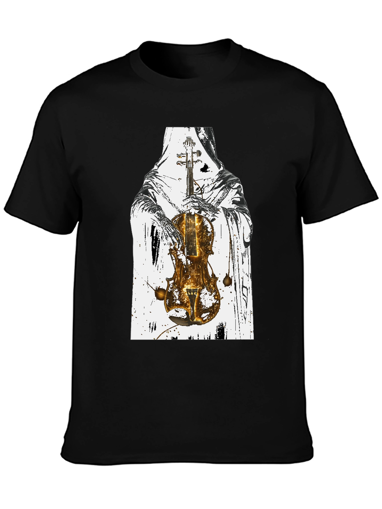 Grim Reaper Violin Graphic T-Shirt - Dark Musician Tee