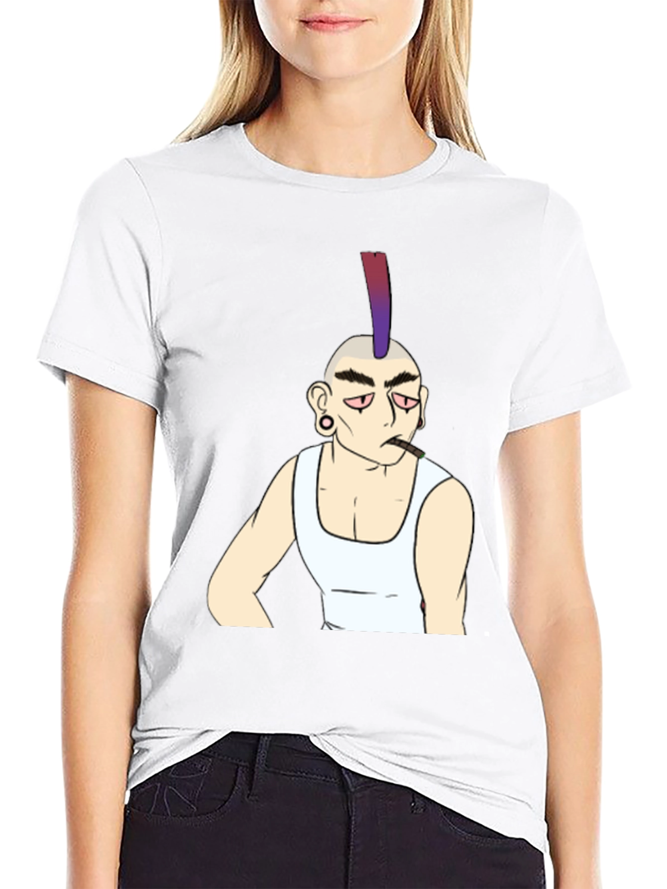 Cool Punk Character Graphic Tee - Black