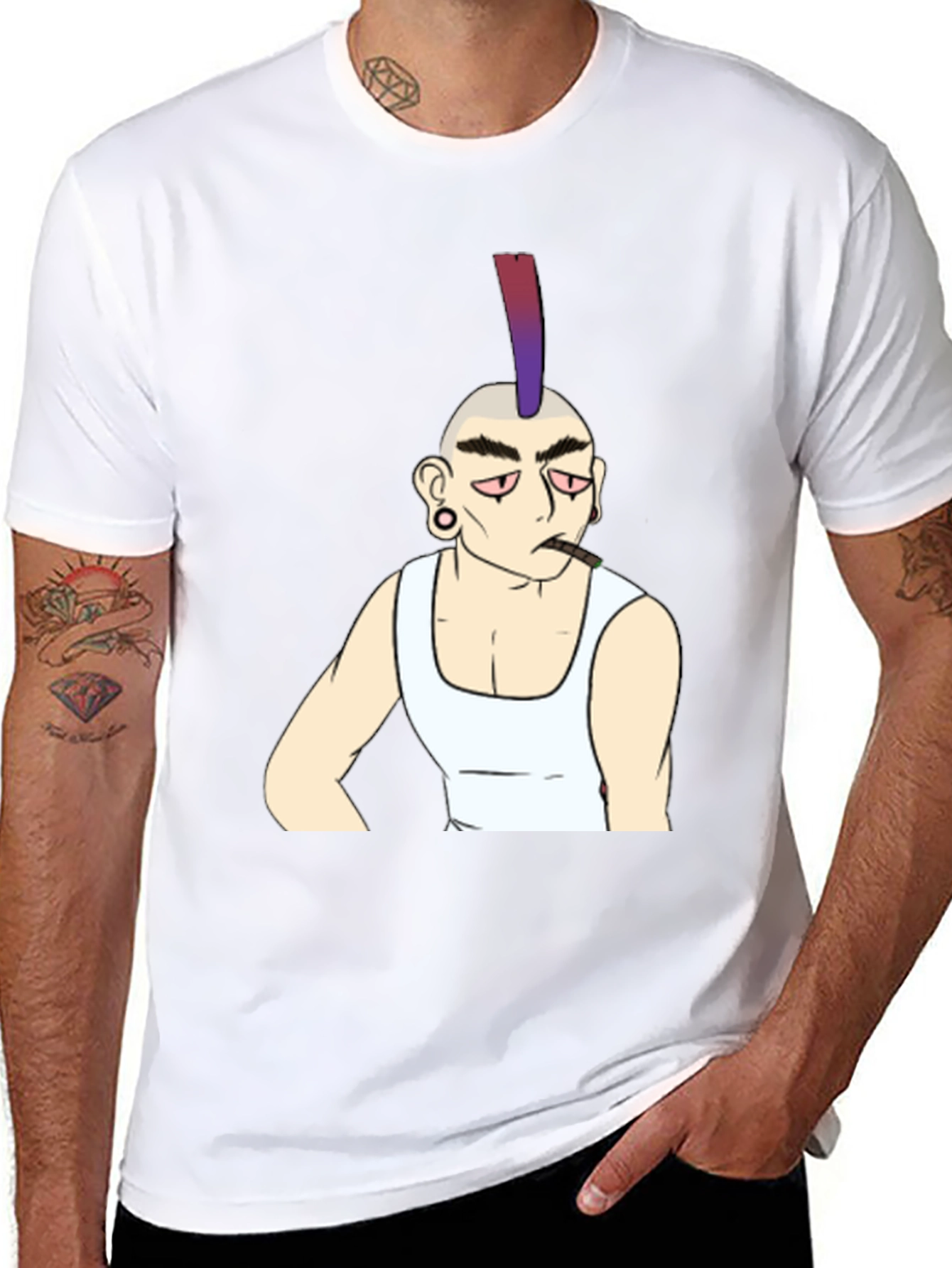 Cool Punk Character Graphic Tee - Black