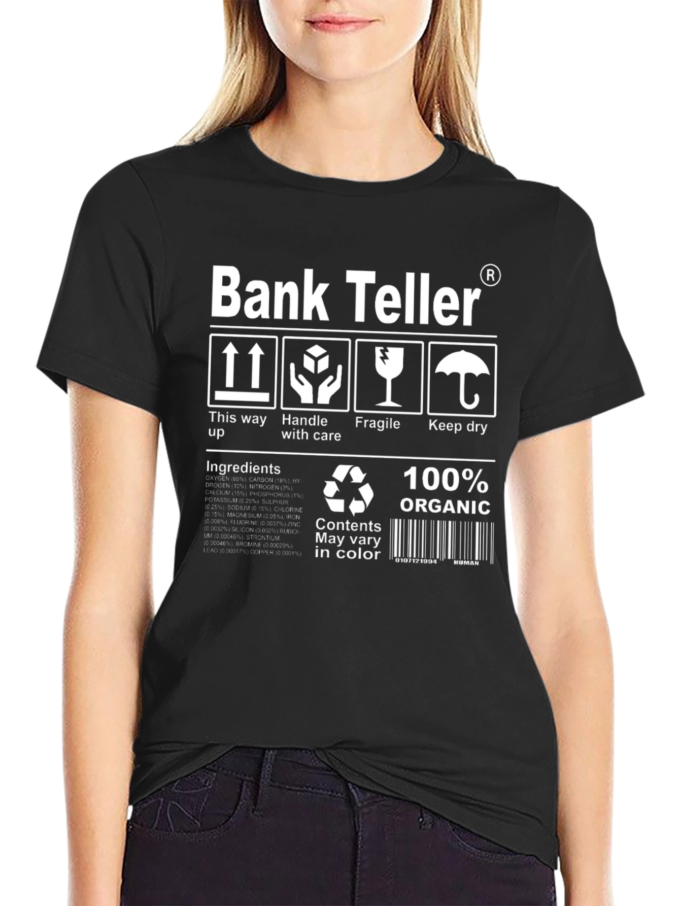 Funny Bank Teller 100% Organic Graphic T-Shirt