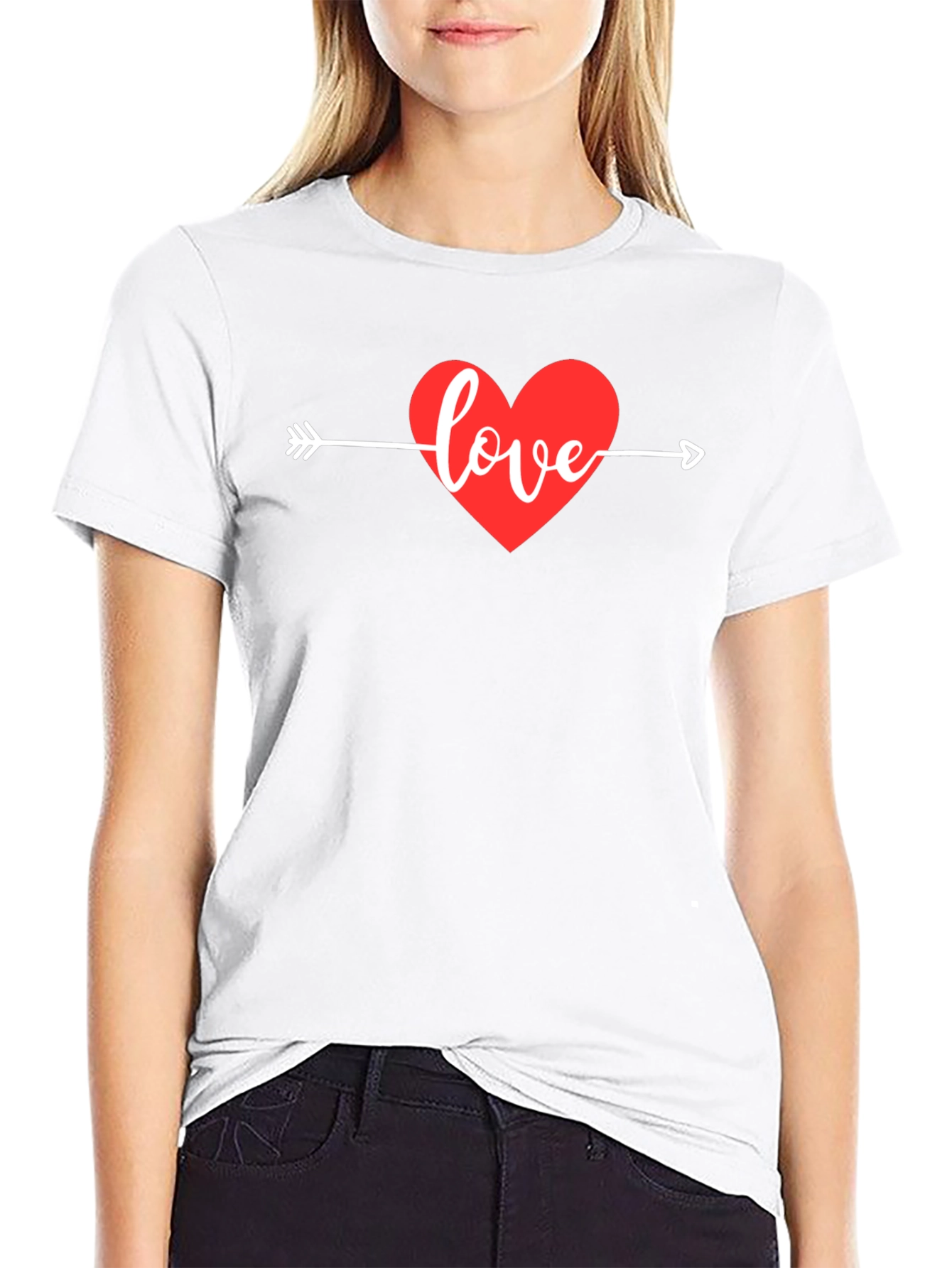 Love Heart Arrow Graphic Tee - Black