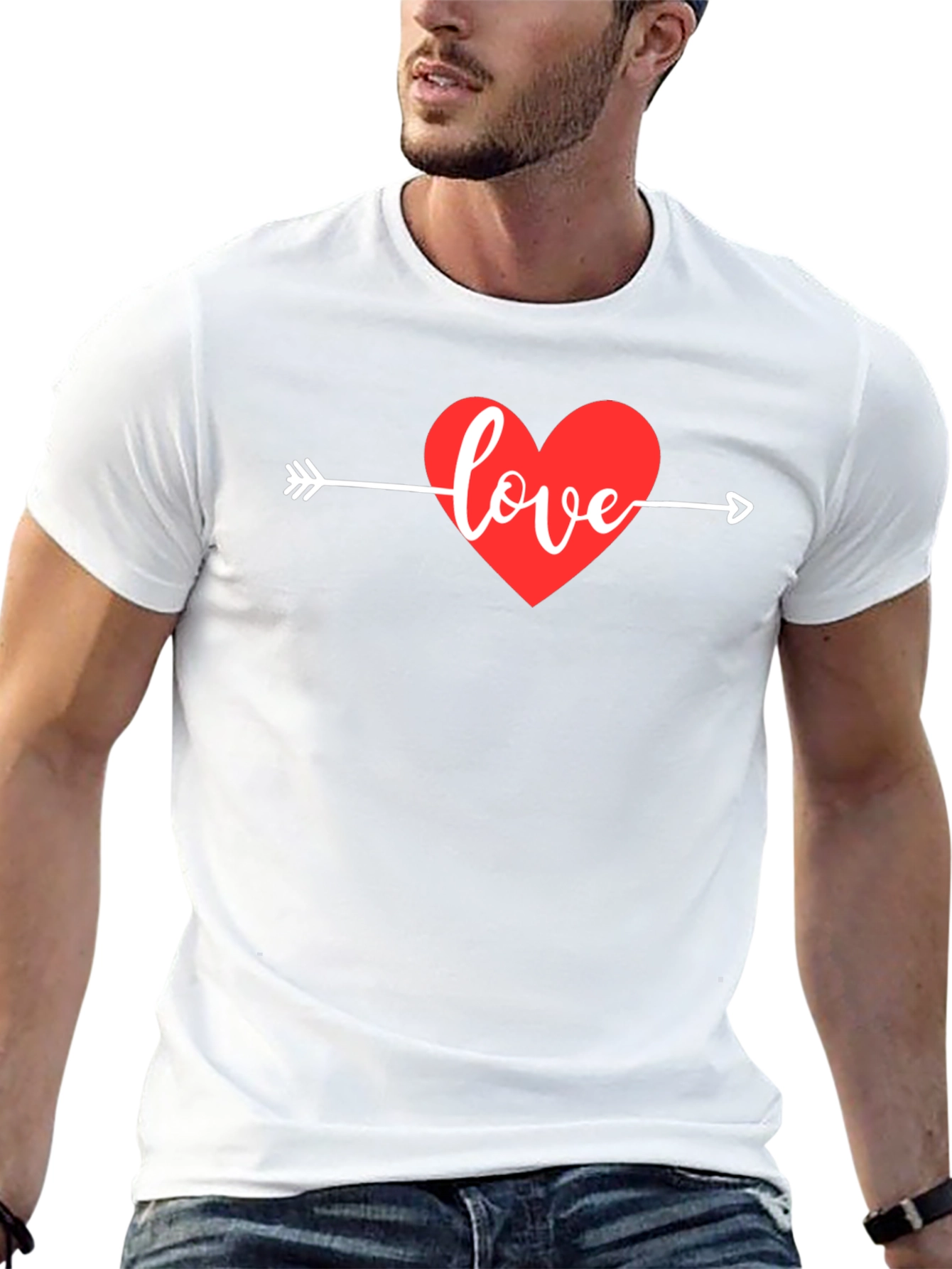 Love Heart Arrow Graphic Tee - Black
