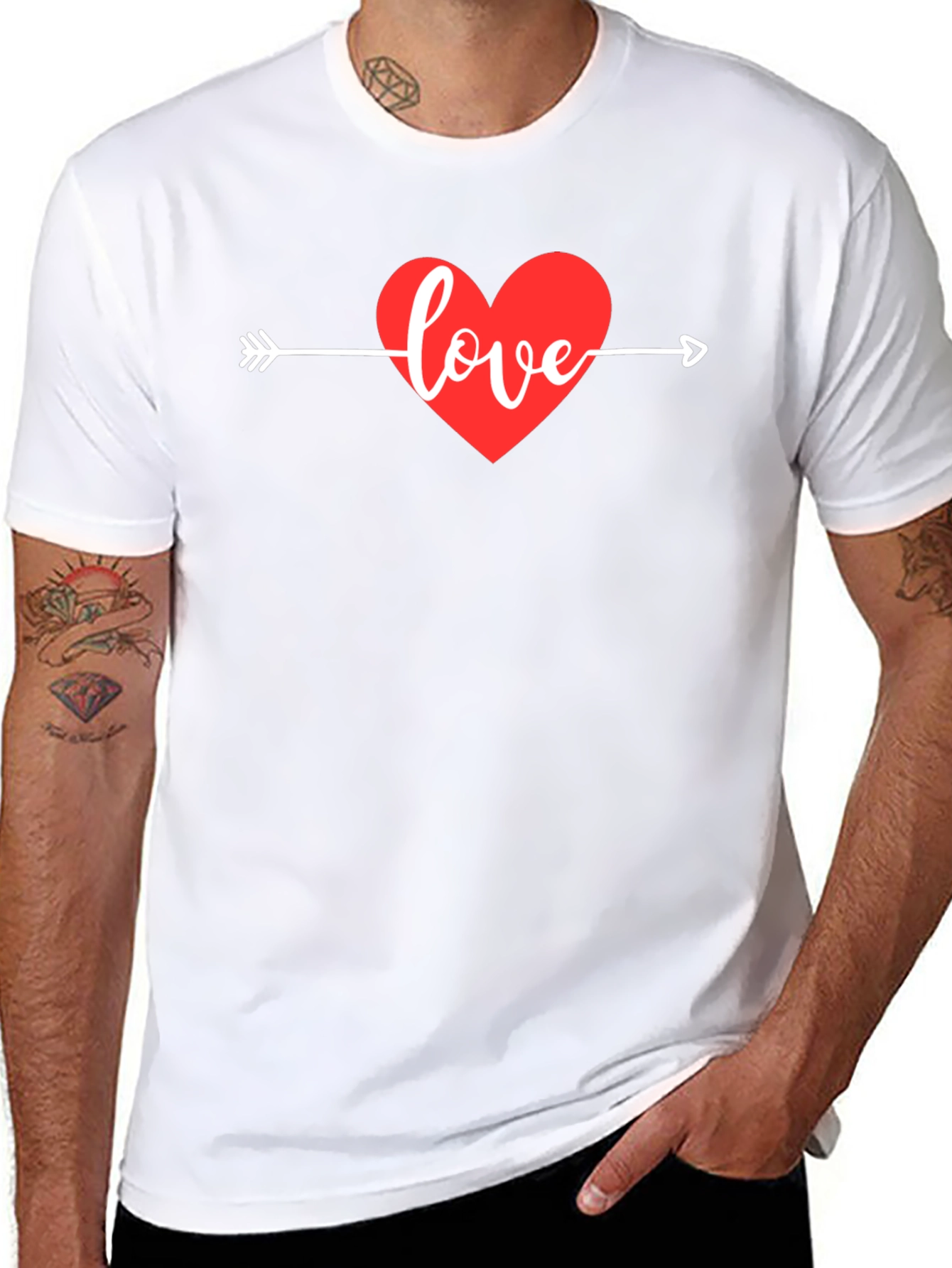 Love Heart Arrow Graphic Tee - Black