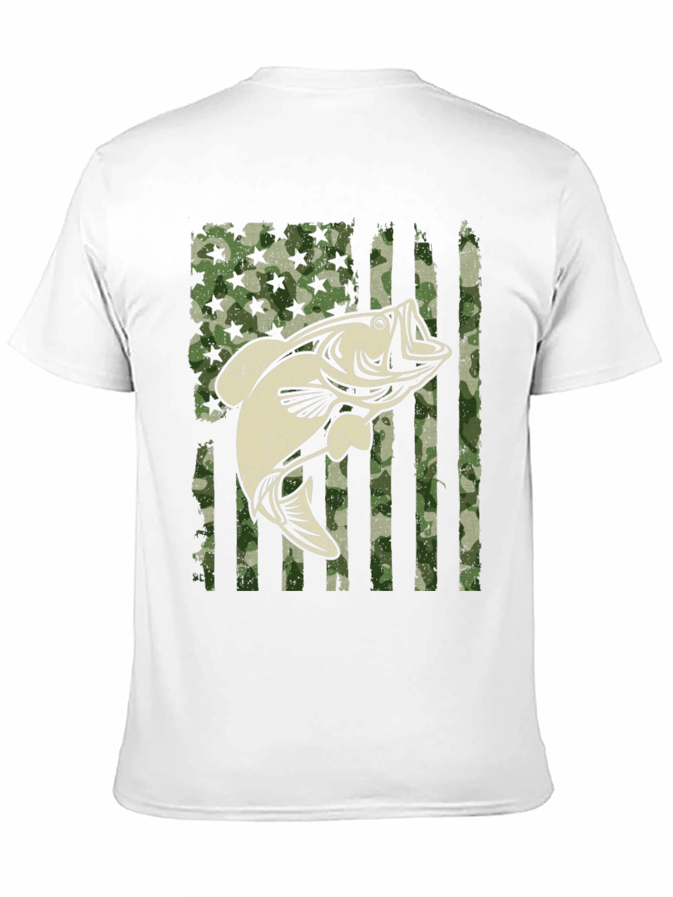 American Flag Camo Bass Fishing Graphic Tee