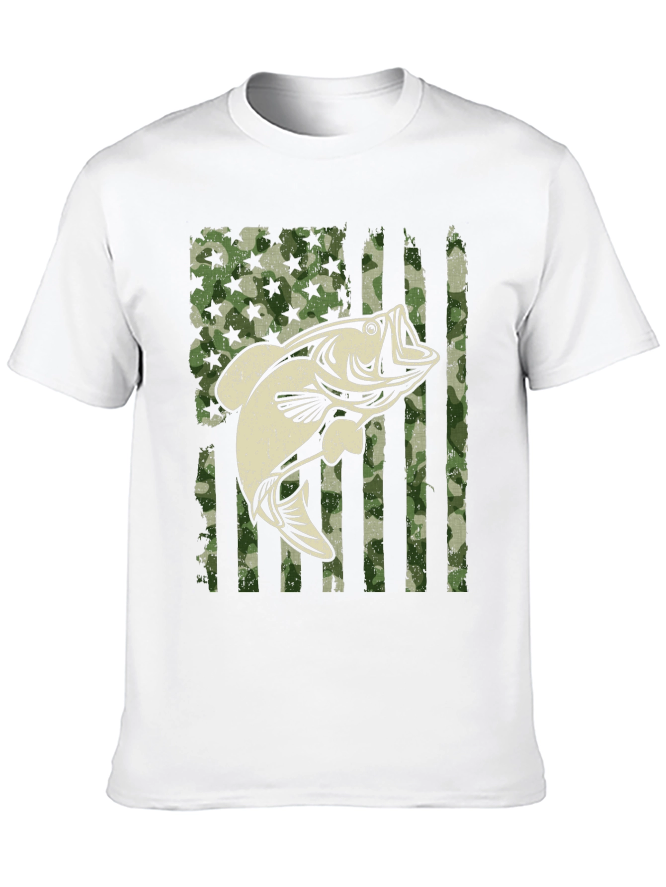 American Flag Camo Bass Fishing Graphic Tee