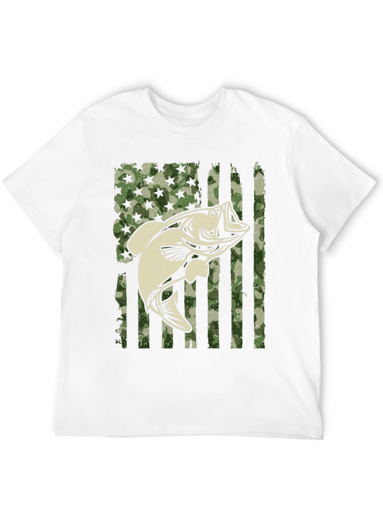 American Flag Camo Bass Fishing Graphic Tee