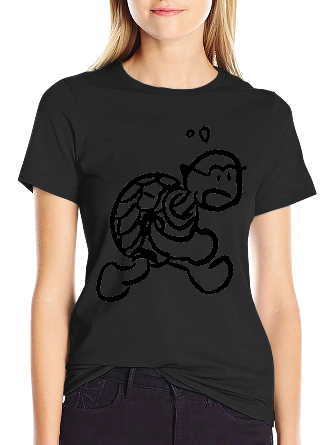 Cartoon Turtle Black T-Shirt