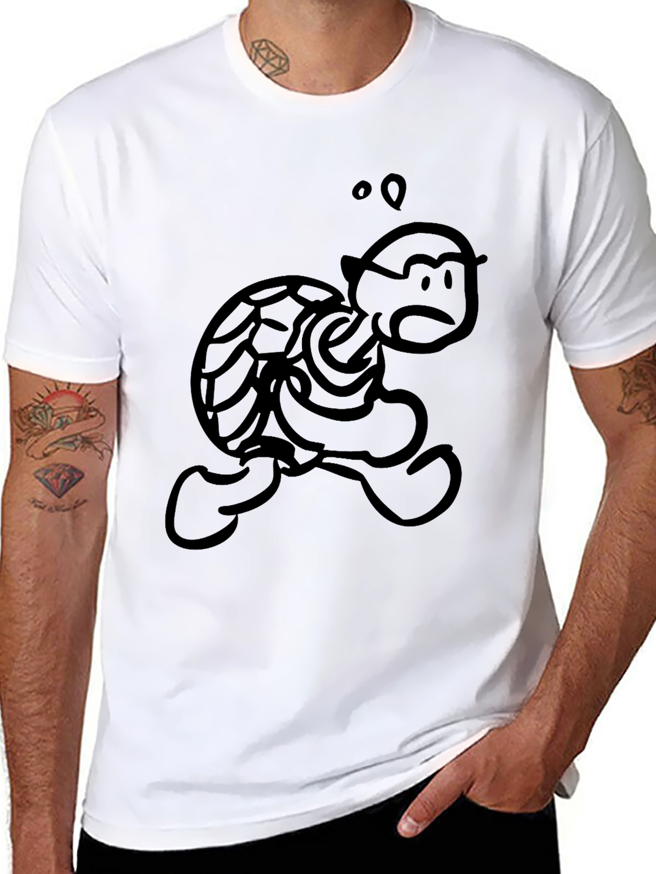 Cartoon Turtle Black T-Shirt