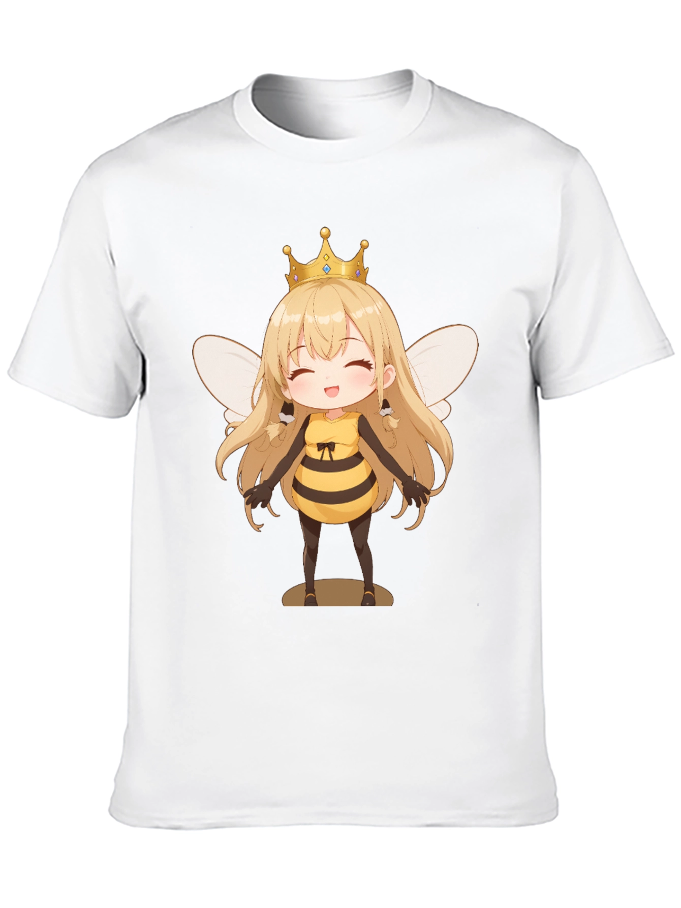 Anime Bee Girl Graphic T-Shirt - Black Cotton Tee