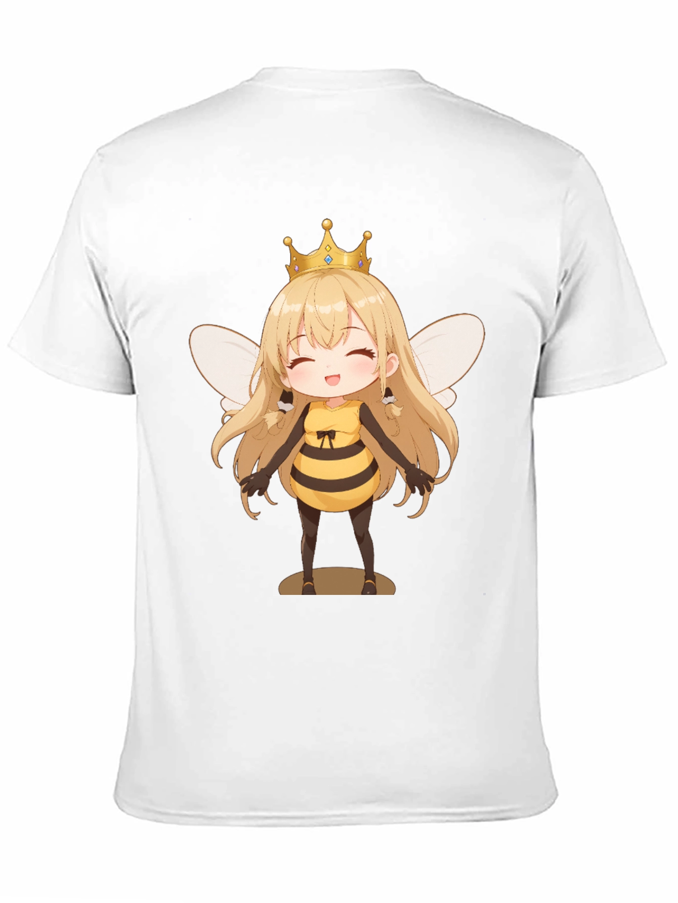 Anime Bee Girl Graphic T-Shirt - Black Cotton Tee