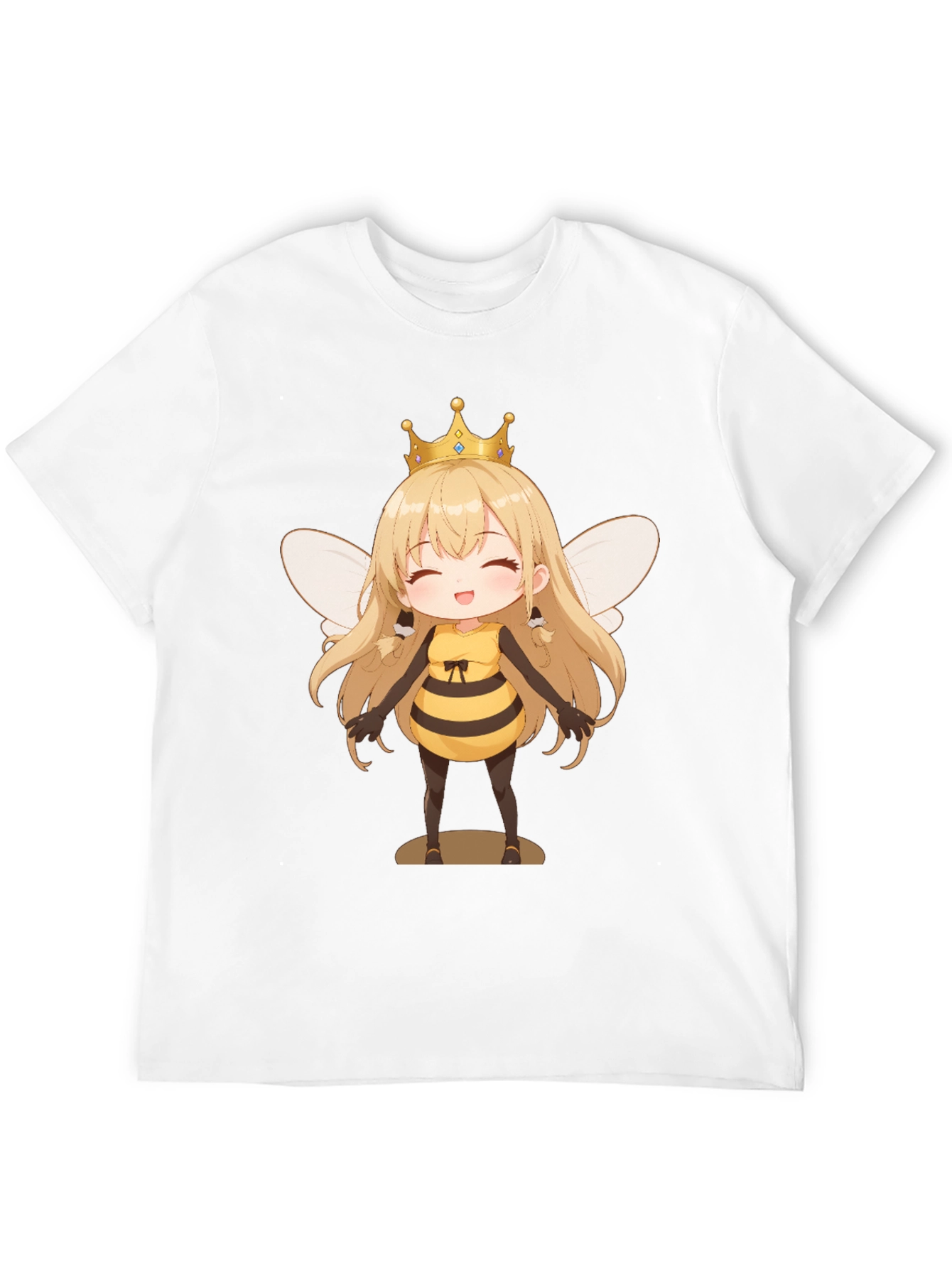 Anime Bee Girl Graphic T-Shirt - Black Cotton Tee