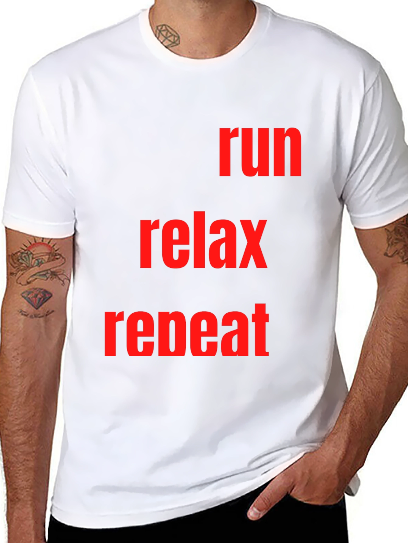 Run Relax Repeat Graphic Tee - Black Cotton T-Shirt