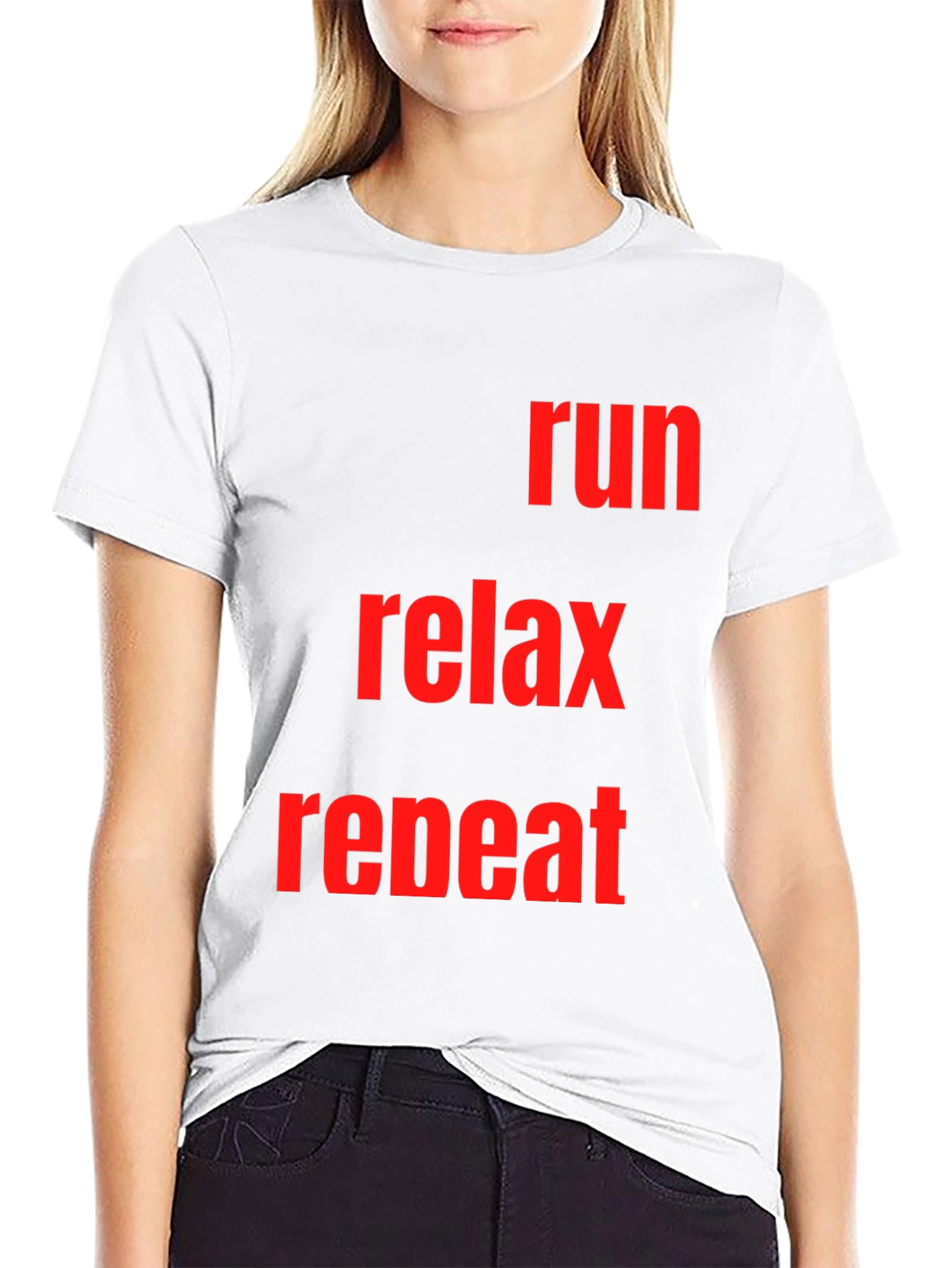 Run Relax Repeat Graphic Tee - Black Cotton T-Shirt