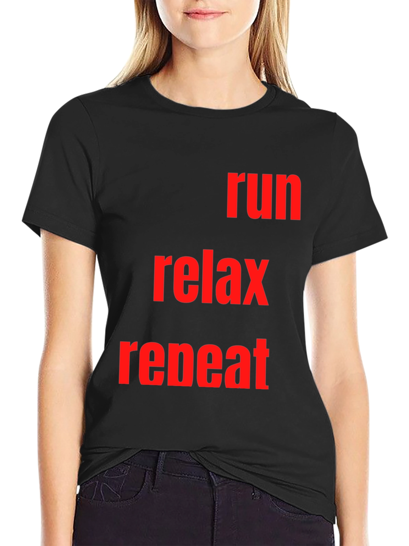Run Relax Repeat Graphic Tee - Black Cotton T-Shirt