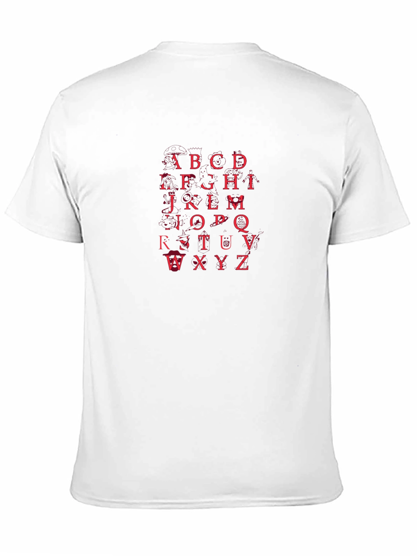 Alphabet Red Print Black T-Shirt