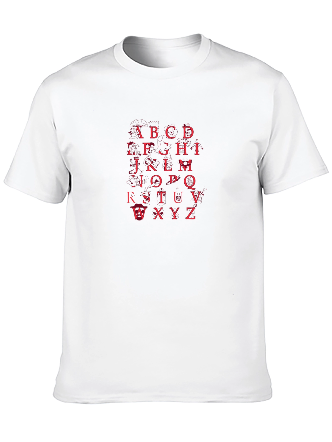 Alphabet Red Print Black T-Shirt