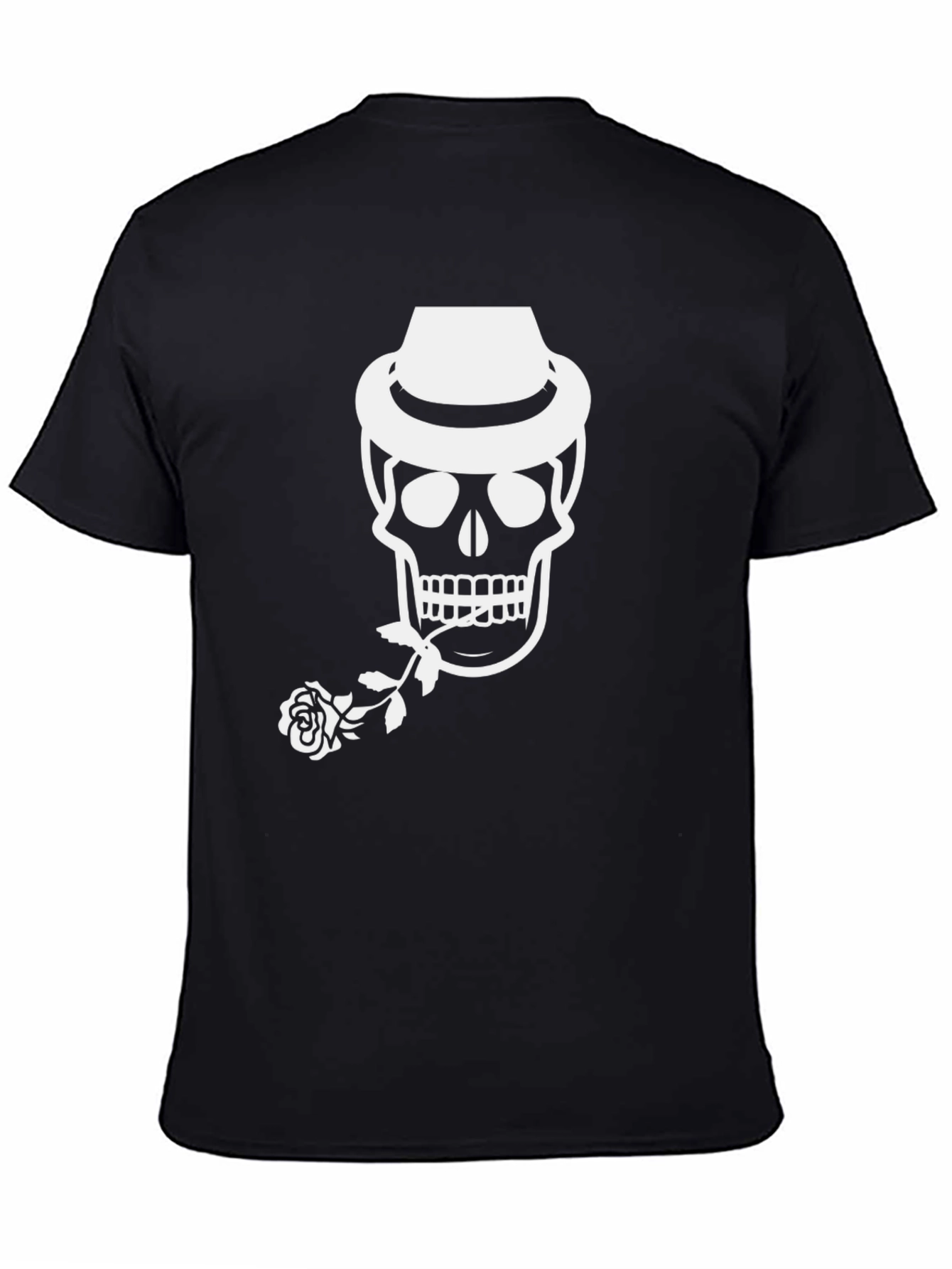 Skull with Hat and Rose Graphic Tee