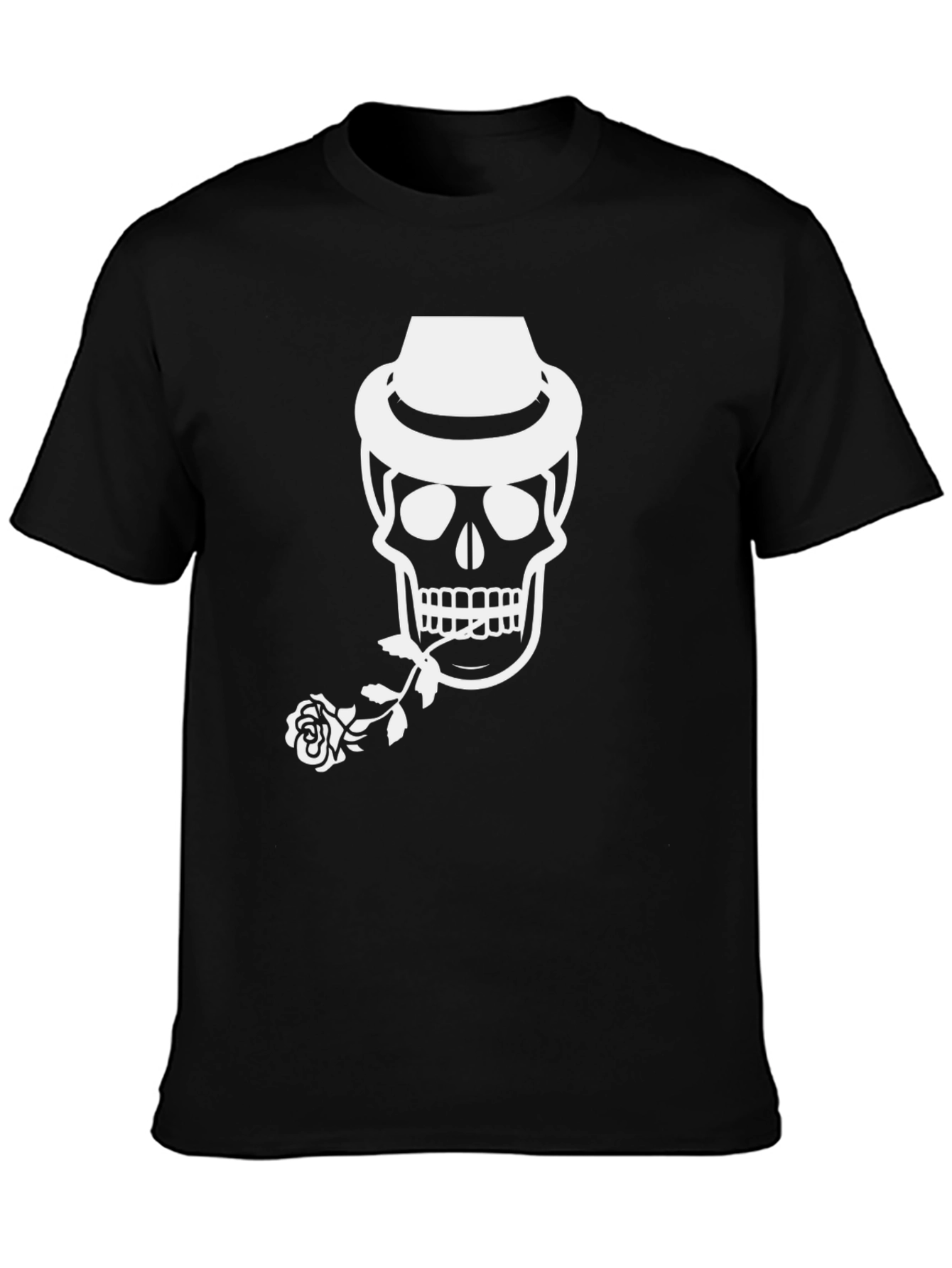 Skull with Hat and Rose Graphic Tee