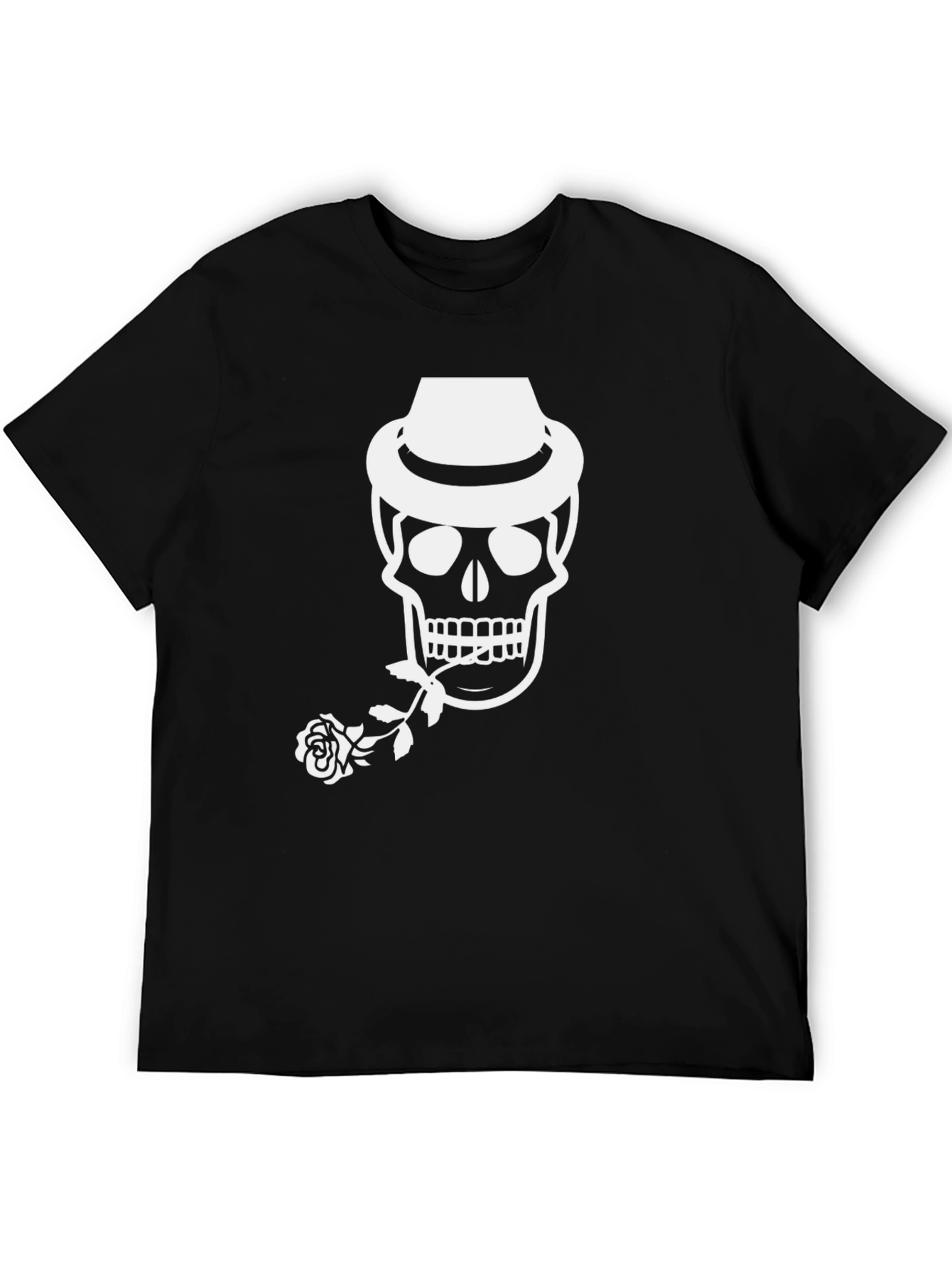 Skull with Hat and Rose Graphic Tee