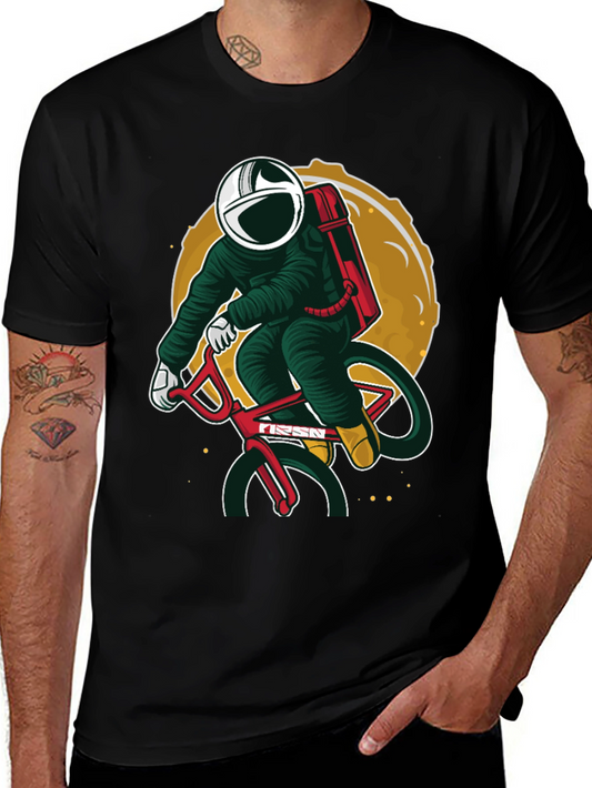 Astronaut Biker Graphic T-Shirt
