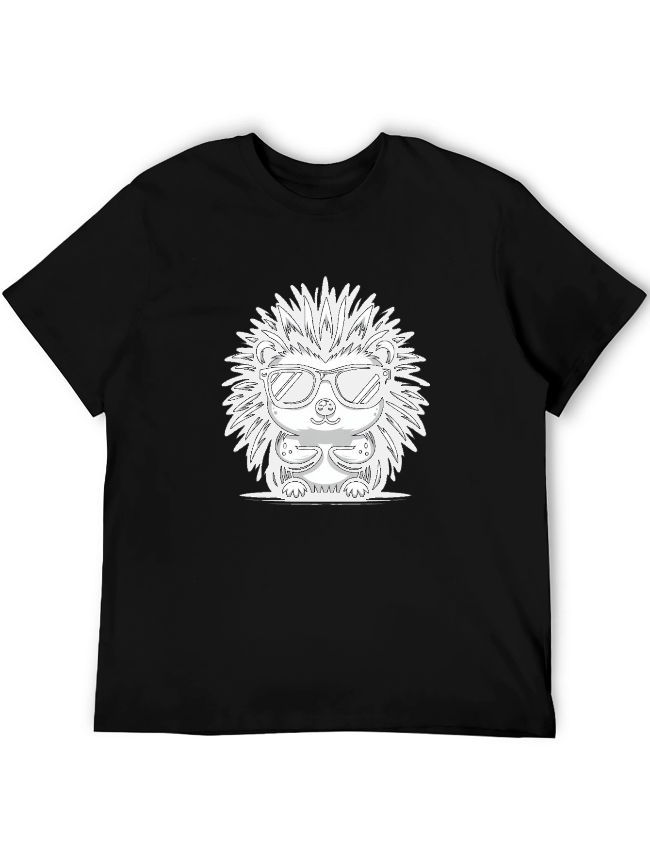 Cool Hedgehog Graphic Tee - Black Cotton T-Shirt