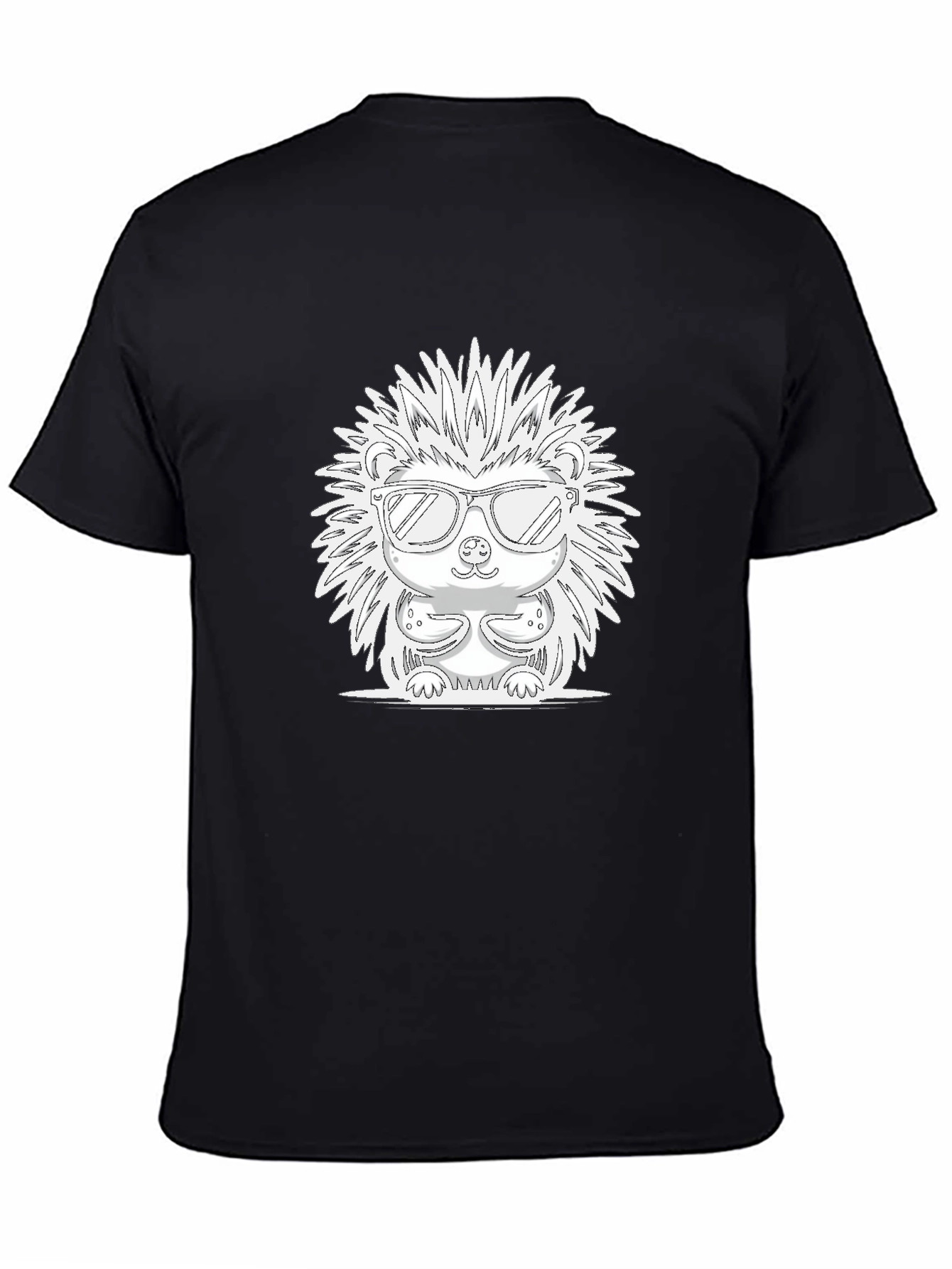 Cool Hedgehog Graphic Tee - Black Cotton T-Shirt