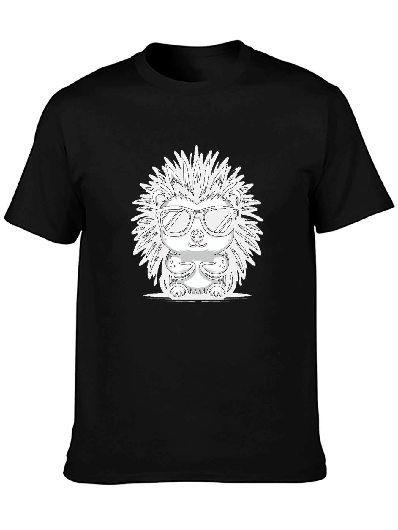 Cool Hedgehog Graphic Tee - Black Cotton T-Shirt