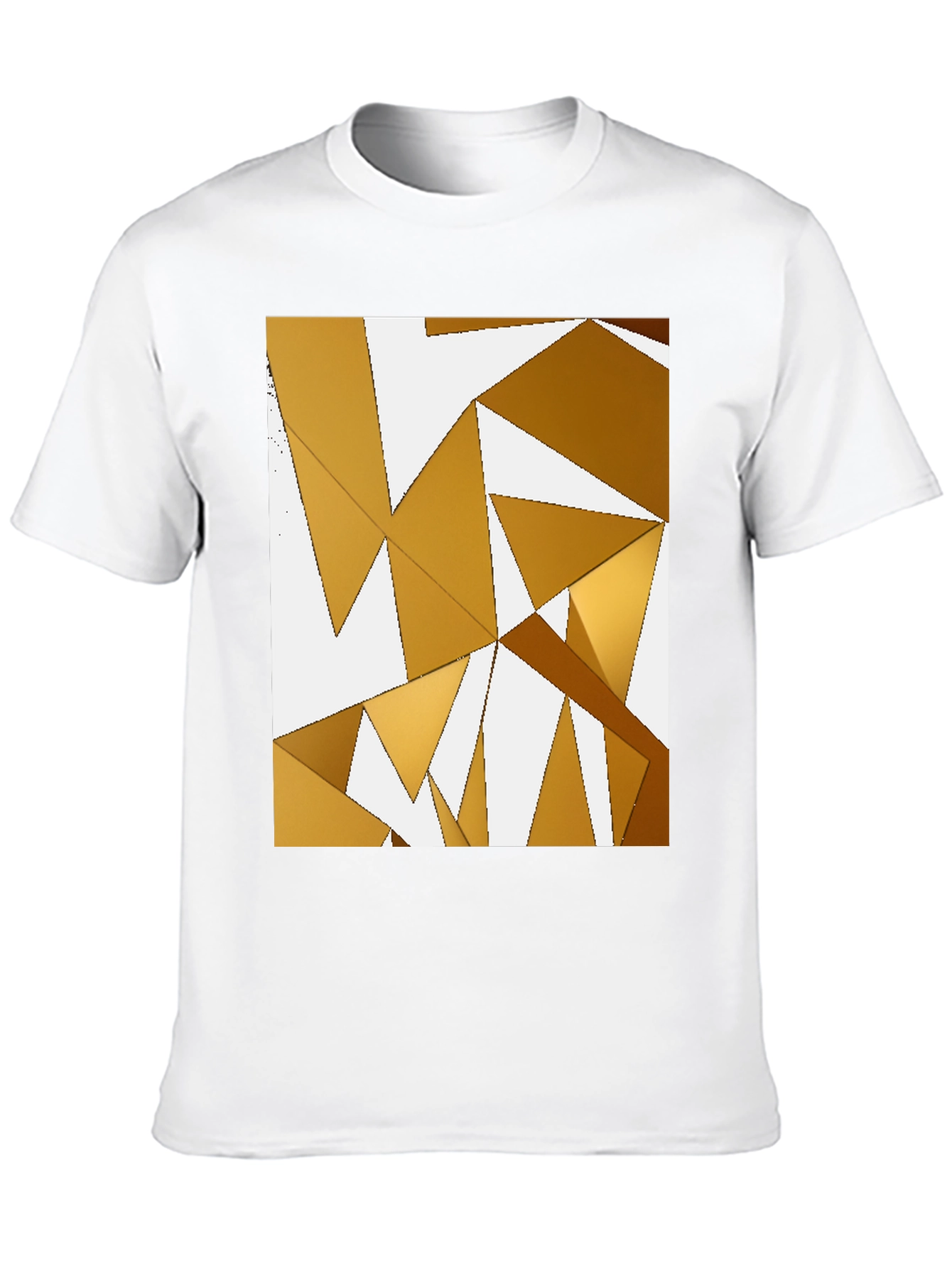 Abstract Gold Geometric Triangle Black T-Shirt