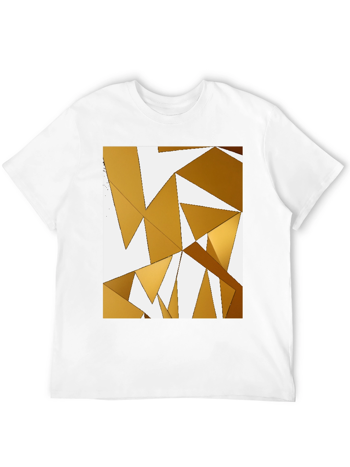 Abstract Gold Geometric Triangle Black T-Shirt