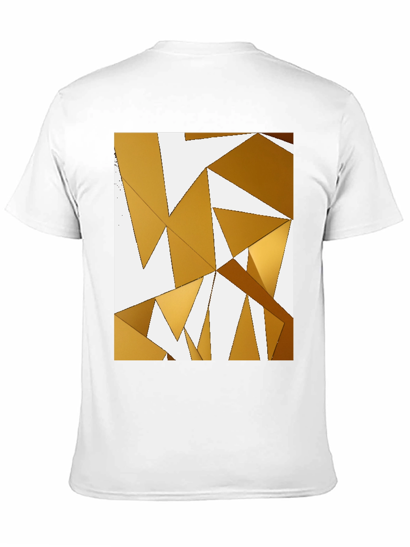 Abstract Gold Geometric Triangle Black T-Shirt