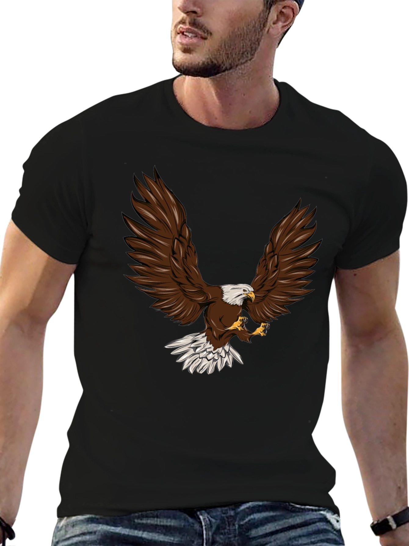 Bold Eagle Graphic Print Crew Neck T-Shirt