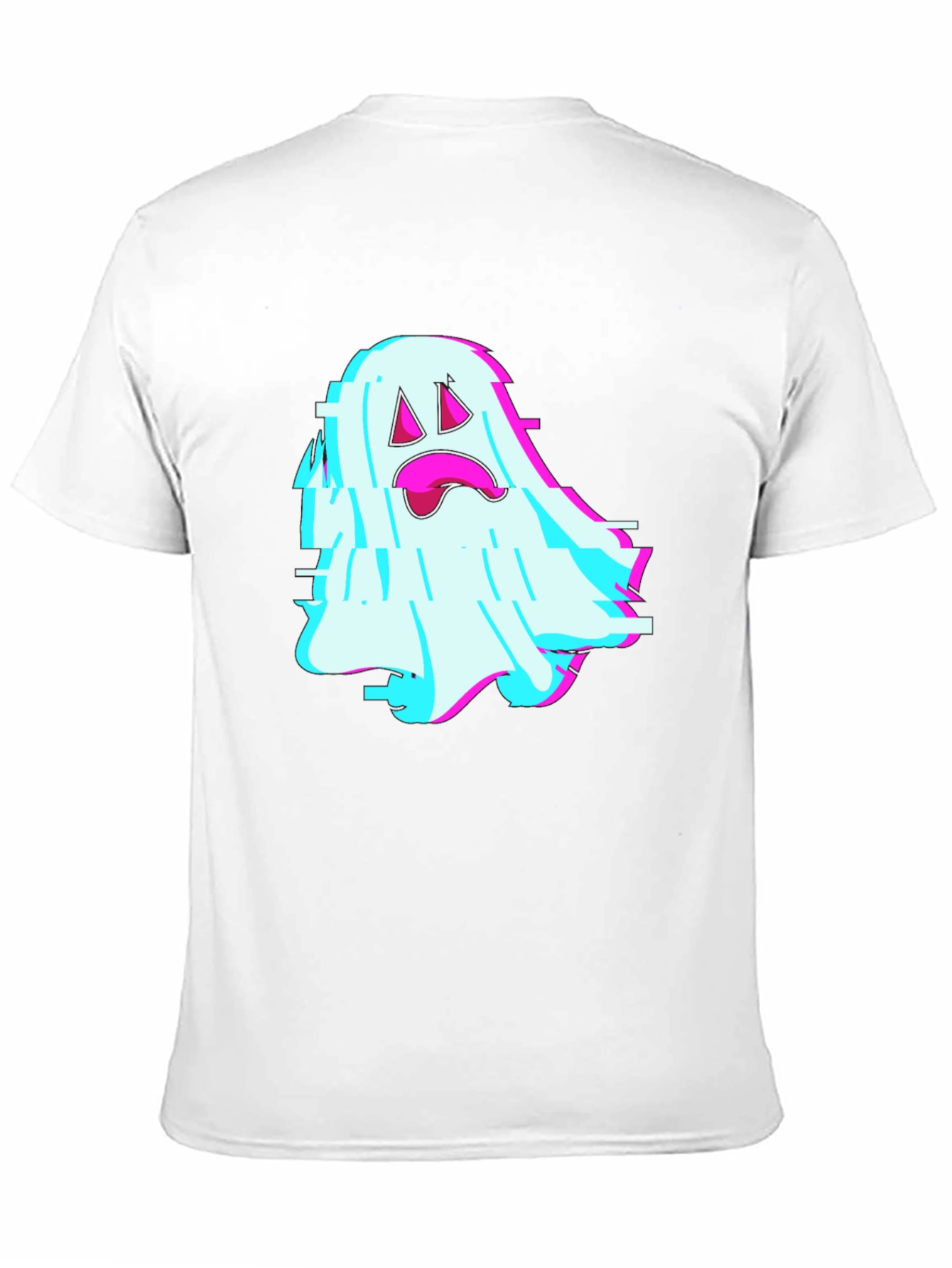 Glitch Ghost Graphic Tee - Soft Black Cotton Blend