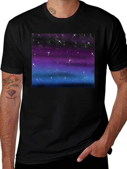 Galaxy Sky Starry Night Mens Black Tee