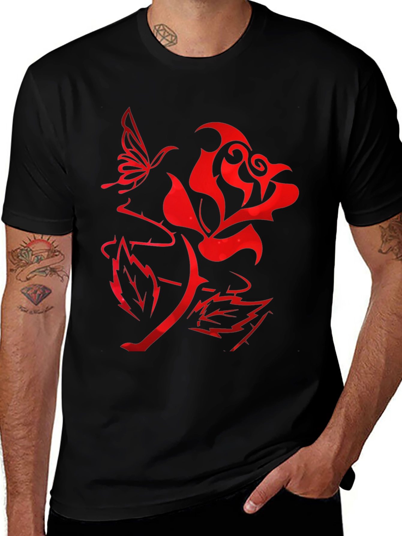 Tribal Rose & Butterfly Graphic Tee