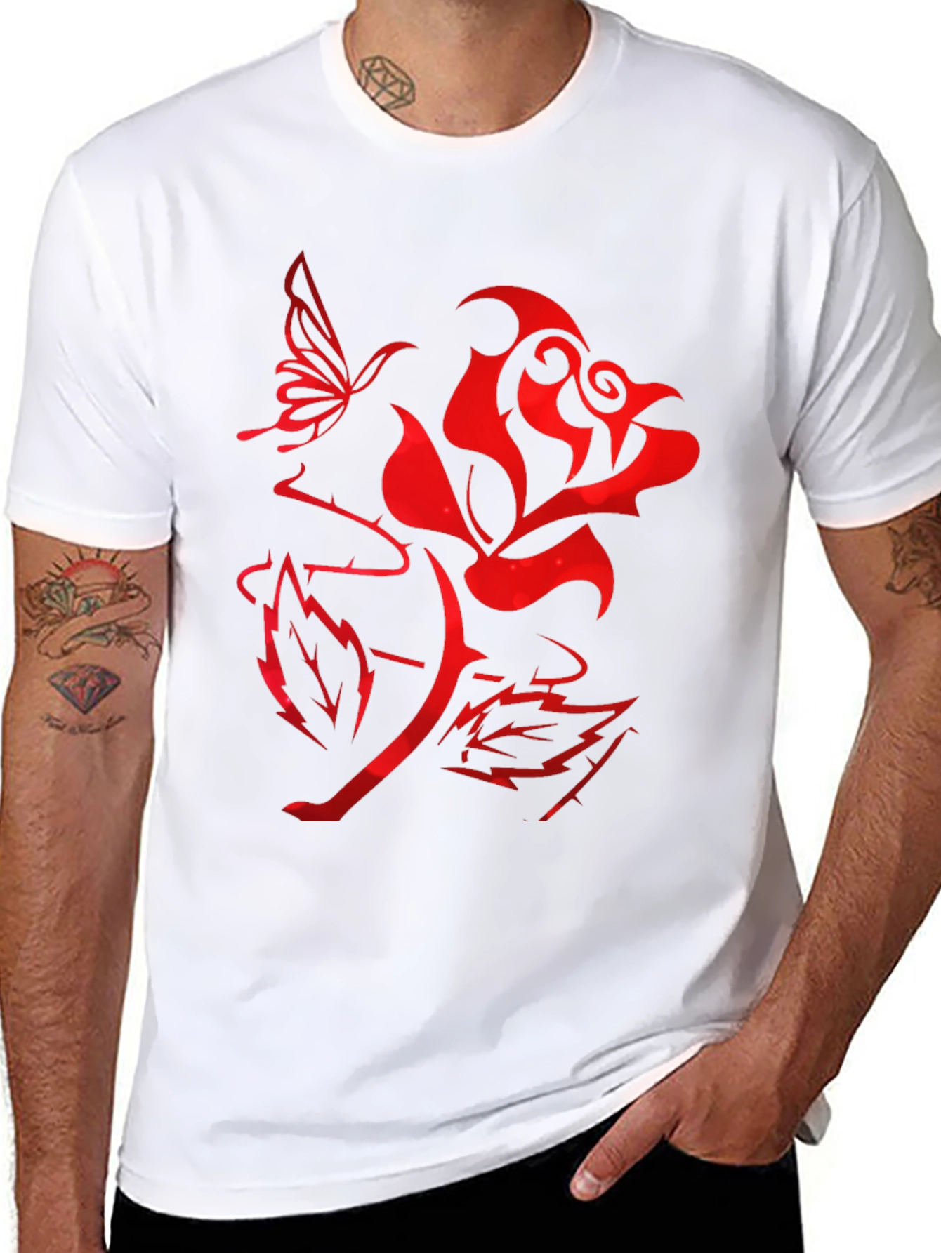 Tribal Rose & Butterfly Graphic Tee